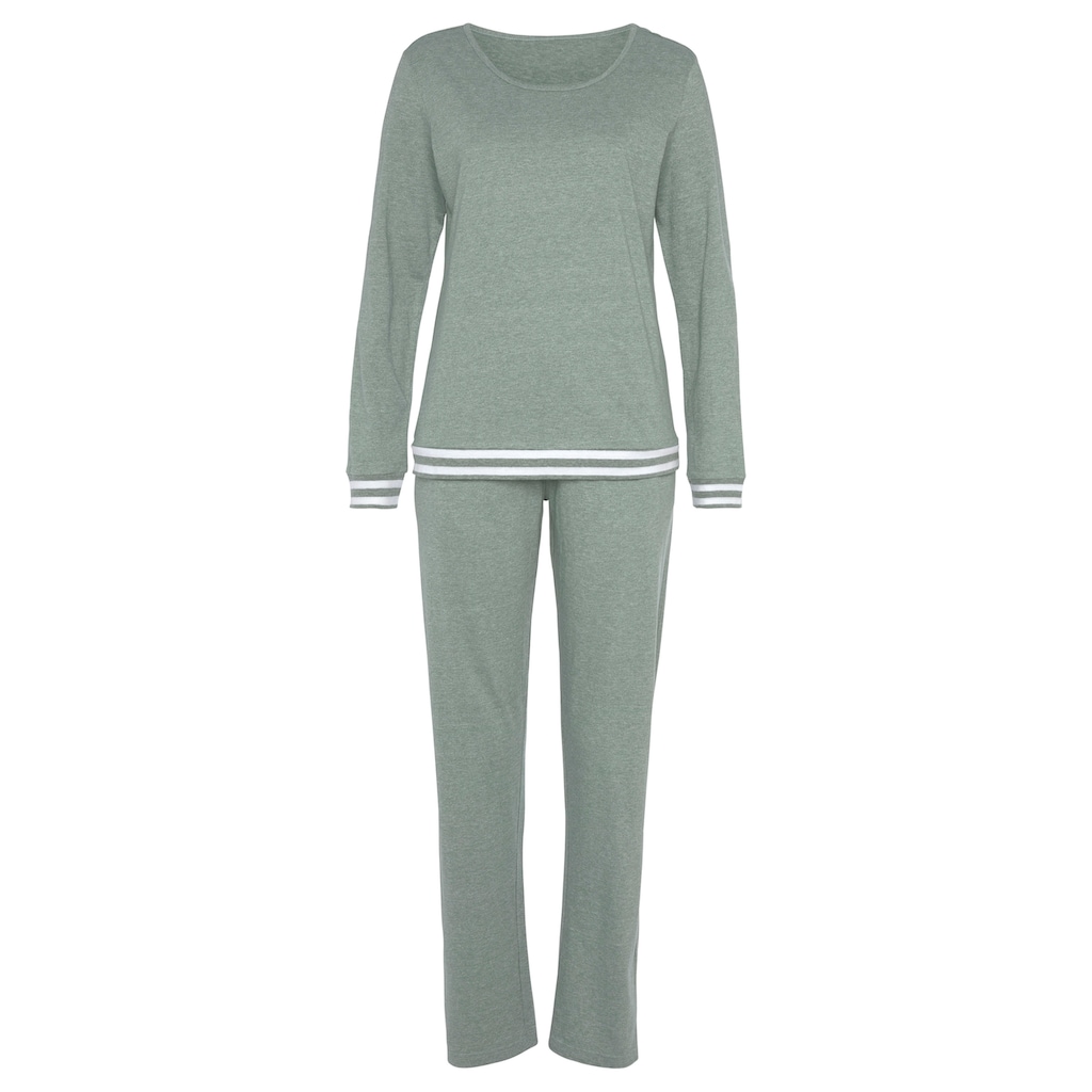 Vivance Dreams Pyjama, (2 tlg.), mit gestreiften Bündchen