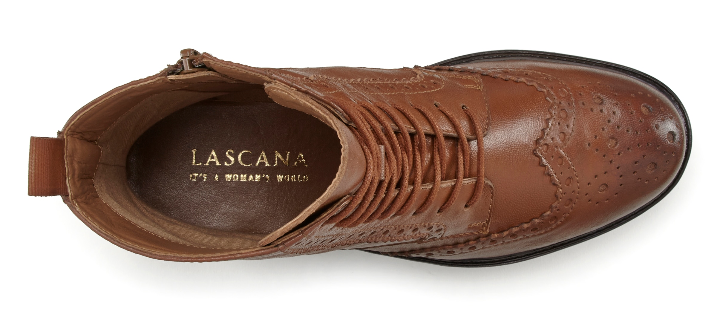 LASCANA Schnürboots, Schnürstiefelette, Ankle Boots, Leder, Schnüren & Reissverschluss