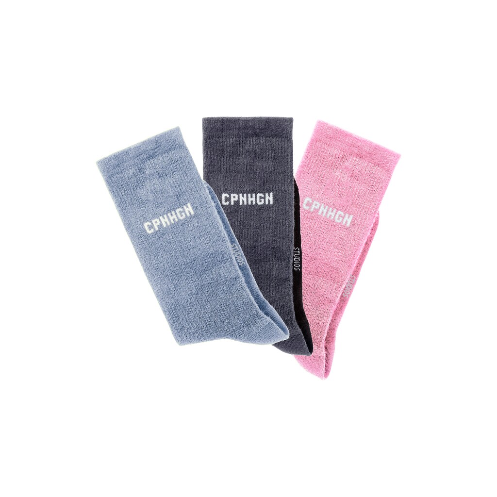 Copenhagen Studios Basicsocken, (Packung, 3 Paar), mit Rippstruktur und Stickerei