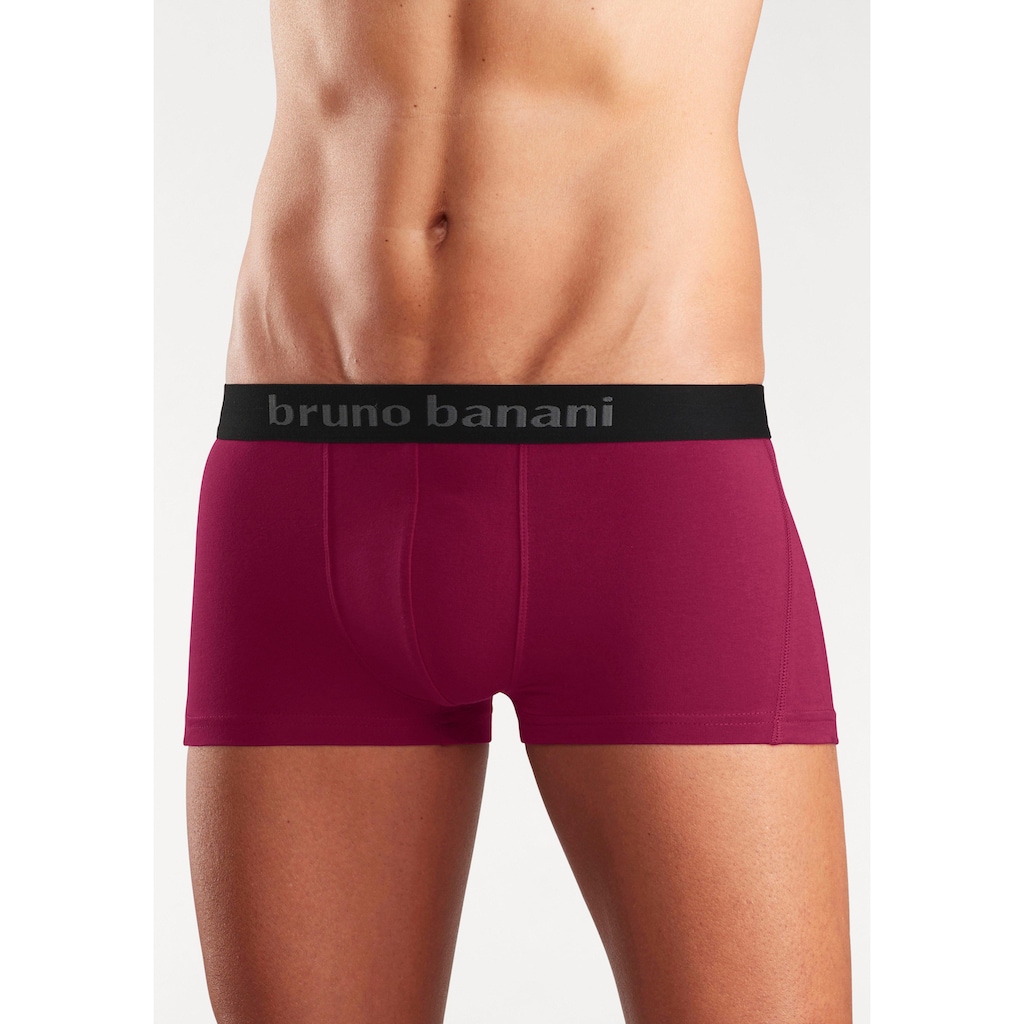 Bruno Banani Hipster, (Packung, 4 St.), knapp sitzende Boxershorts mit Logo Webbund aus Baumwollmischung