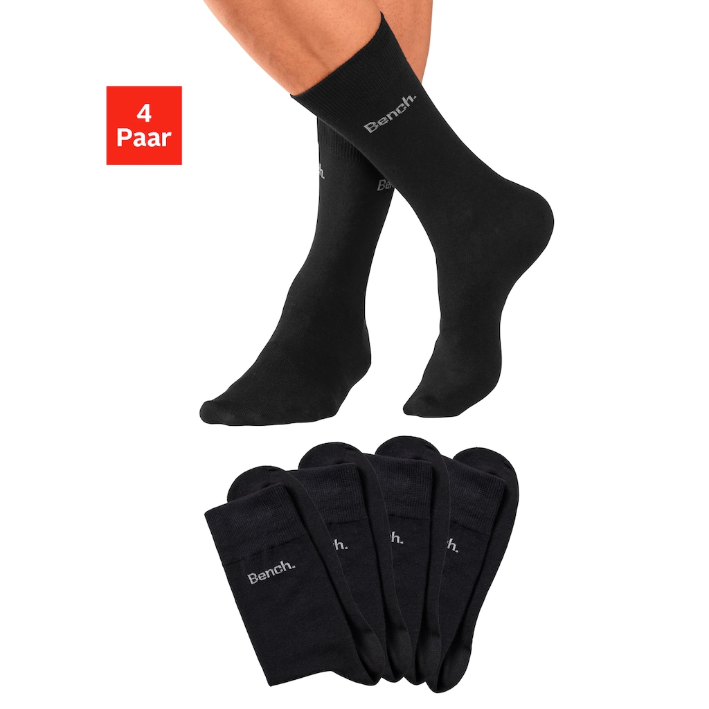 Bench. Basicsocken, (Packung, 4 Paar), in angenehm weicher Markenqualität