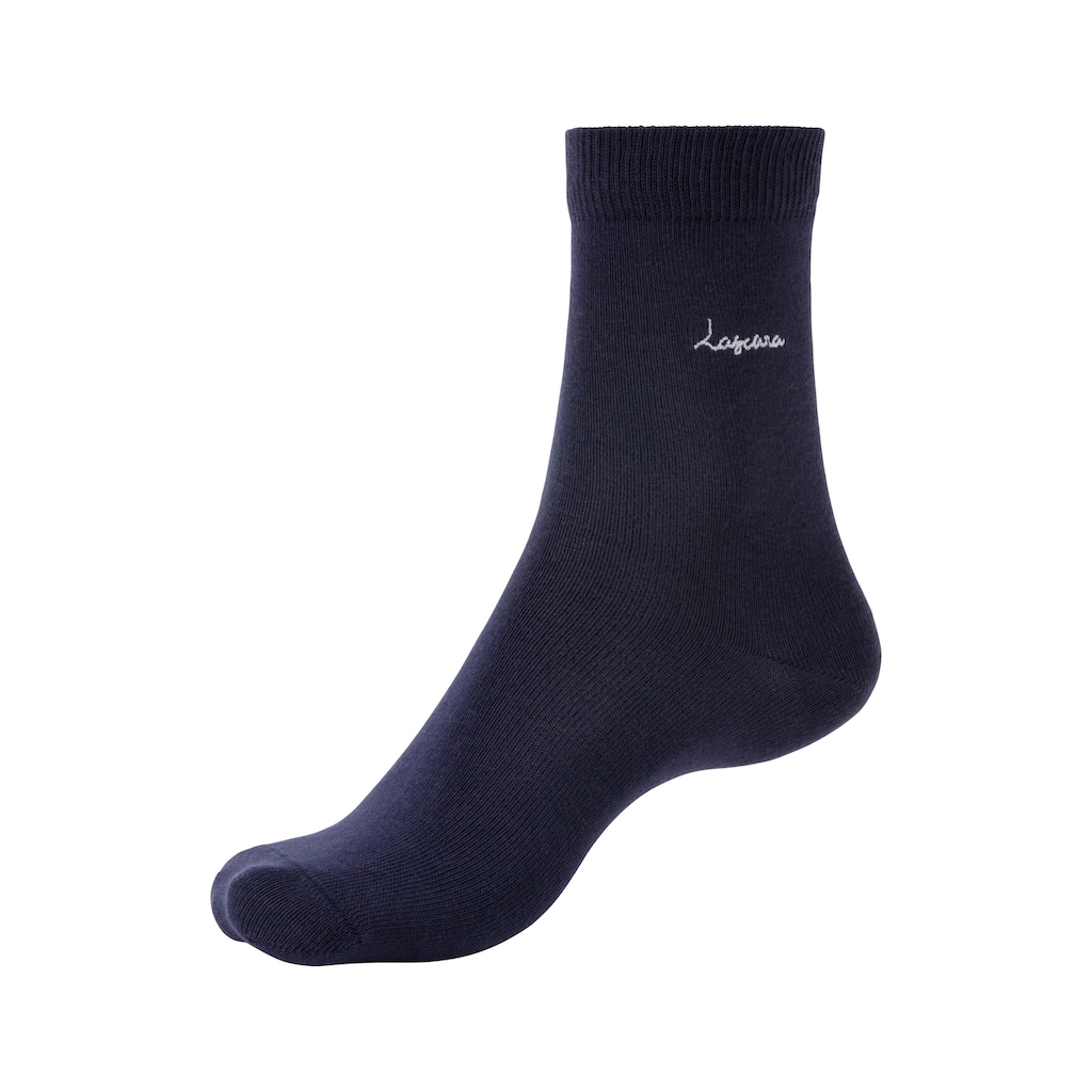 LASCANA Basicsocken, (Box, 7 Paar), mit hochwertiger Logo Stickerei