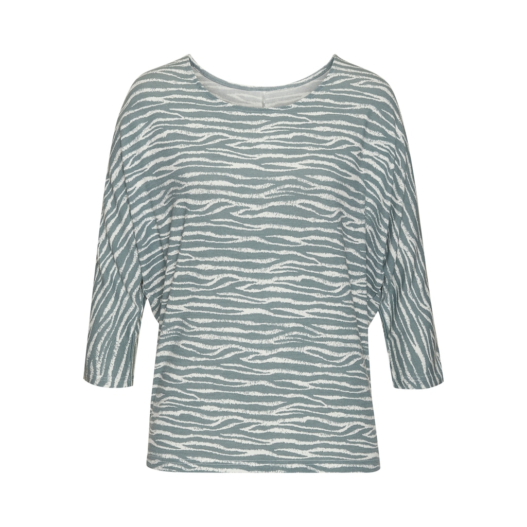 LASCANA 3/4-Arm-Shirt »mit modischem Zebra-Muster«, aus weichem Viskose-Strick