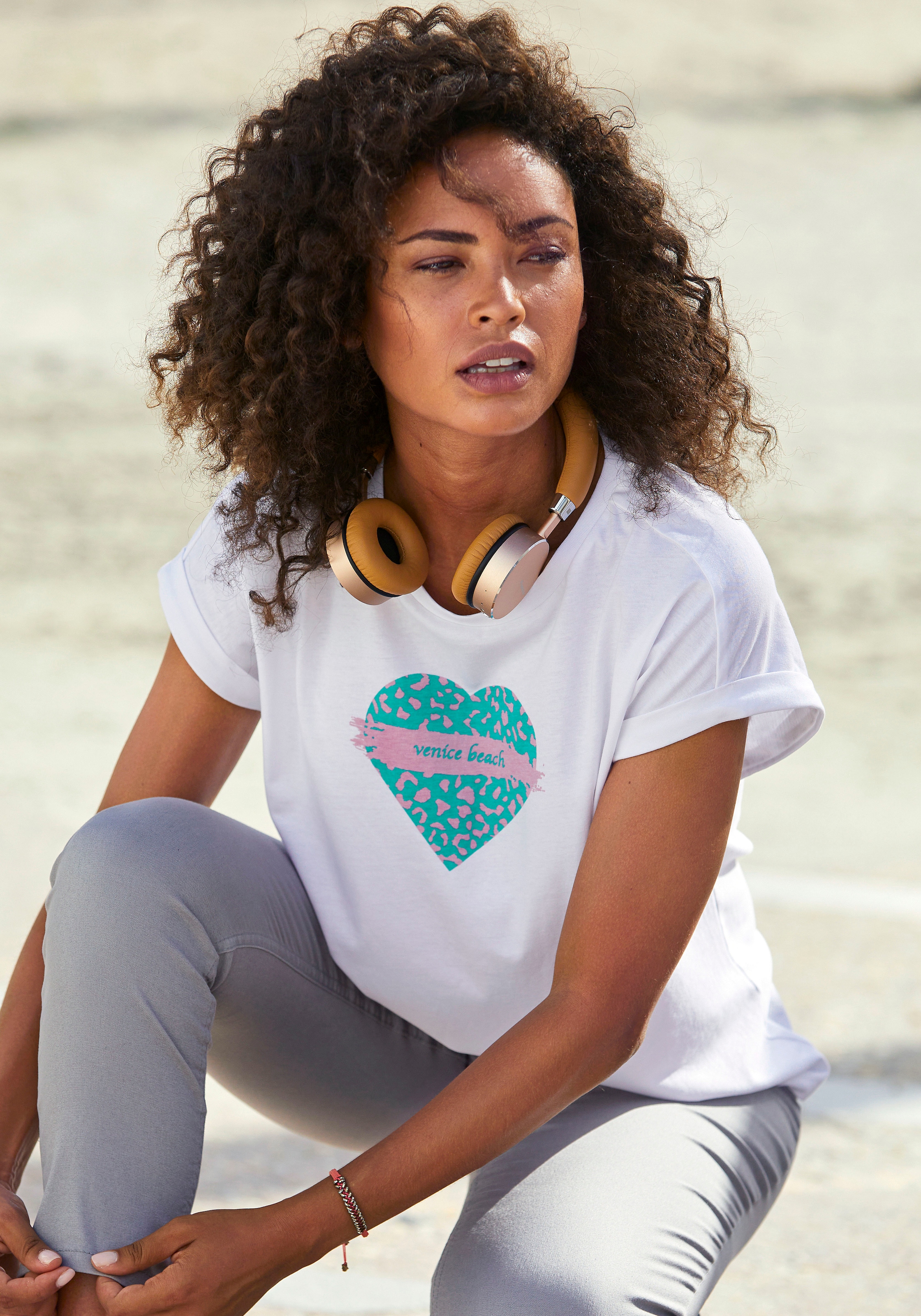 Venice Beach Kurzarmshirt mit Frontprint