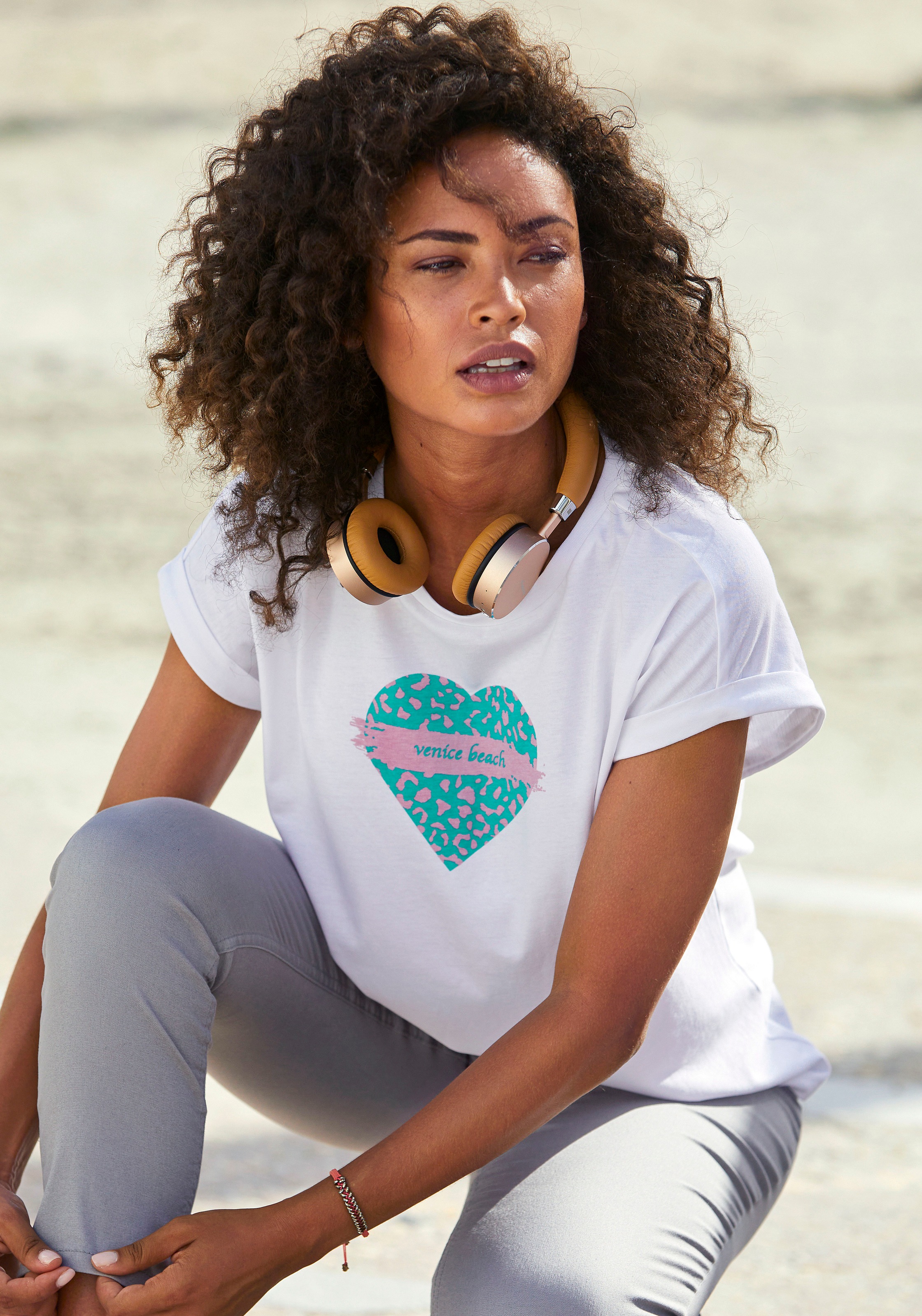 Venice Beach Kurzarmshirt mit Frontprint