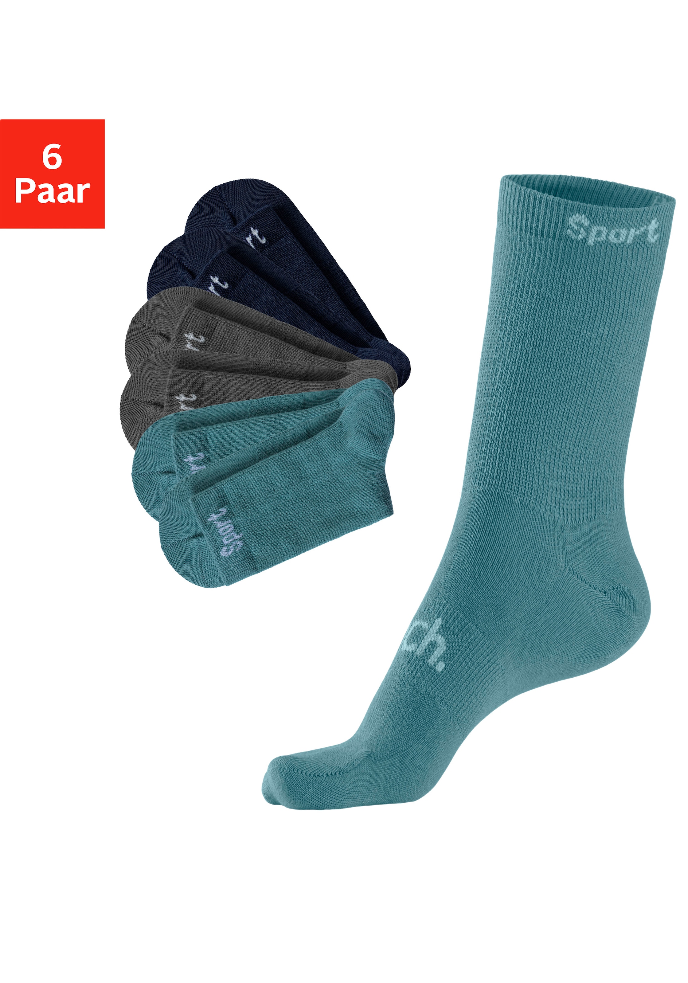 Bench. Sportsocken Packung, 6 Paar tlg. mit antibakterieller Feuchtigkeitsregulierung
