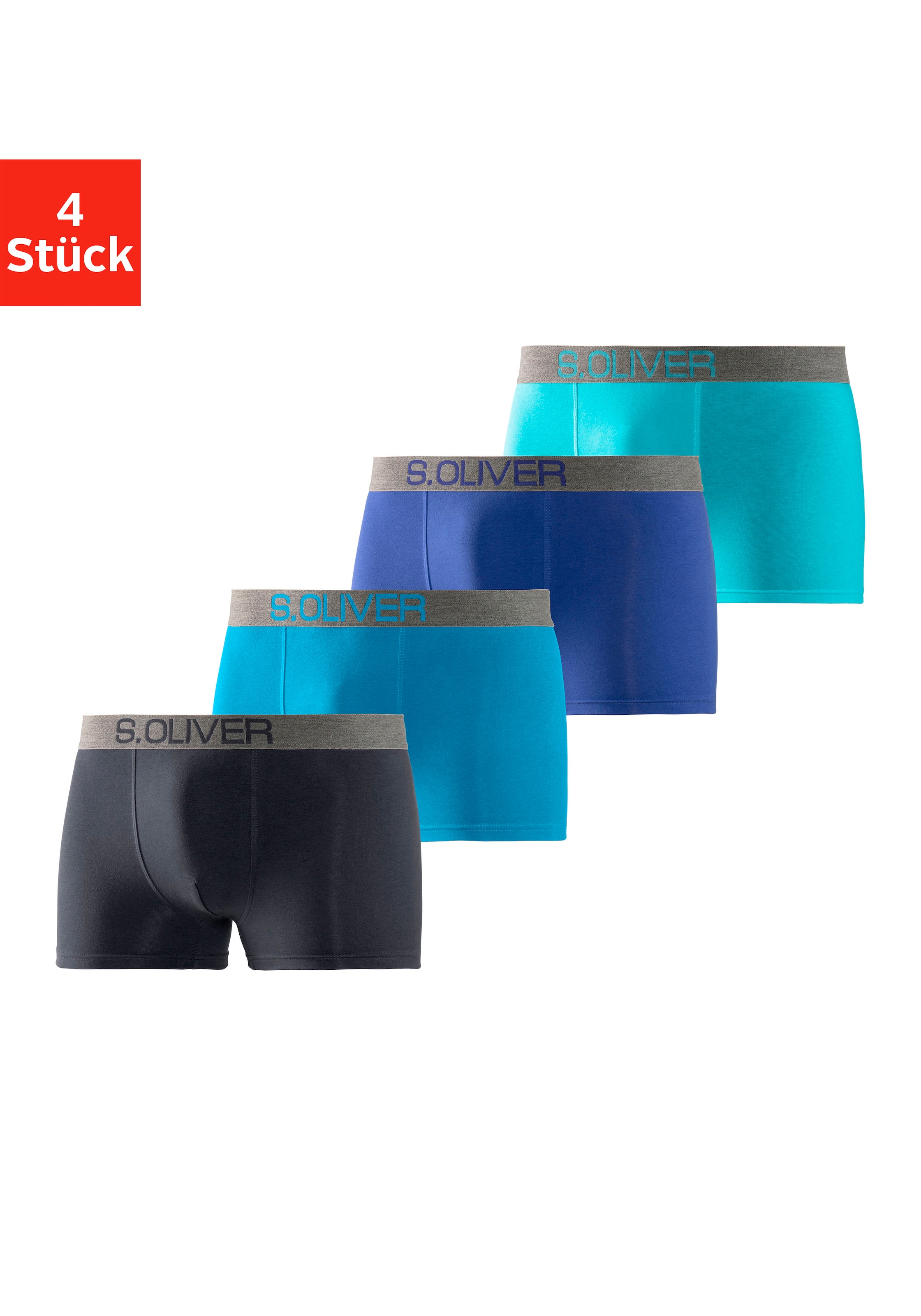 s.Oliver Boxer »Boxershorts für Herren«, (Packung, 4 St.), mit kontrastfarbenem Webbund