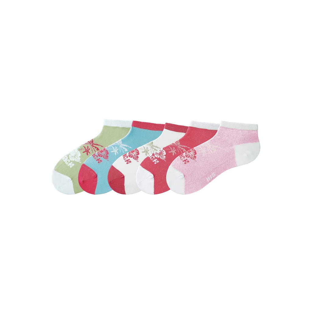 H.I.S Sneakersocken, (Packung, 5 Paar), im farbenfrohen Hawaii Design
