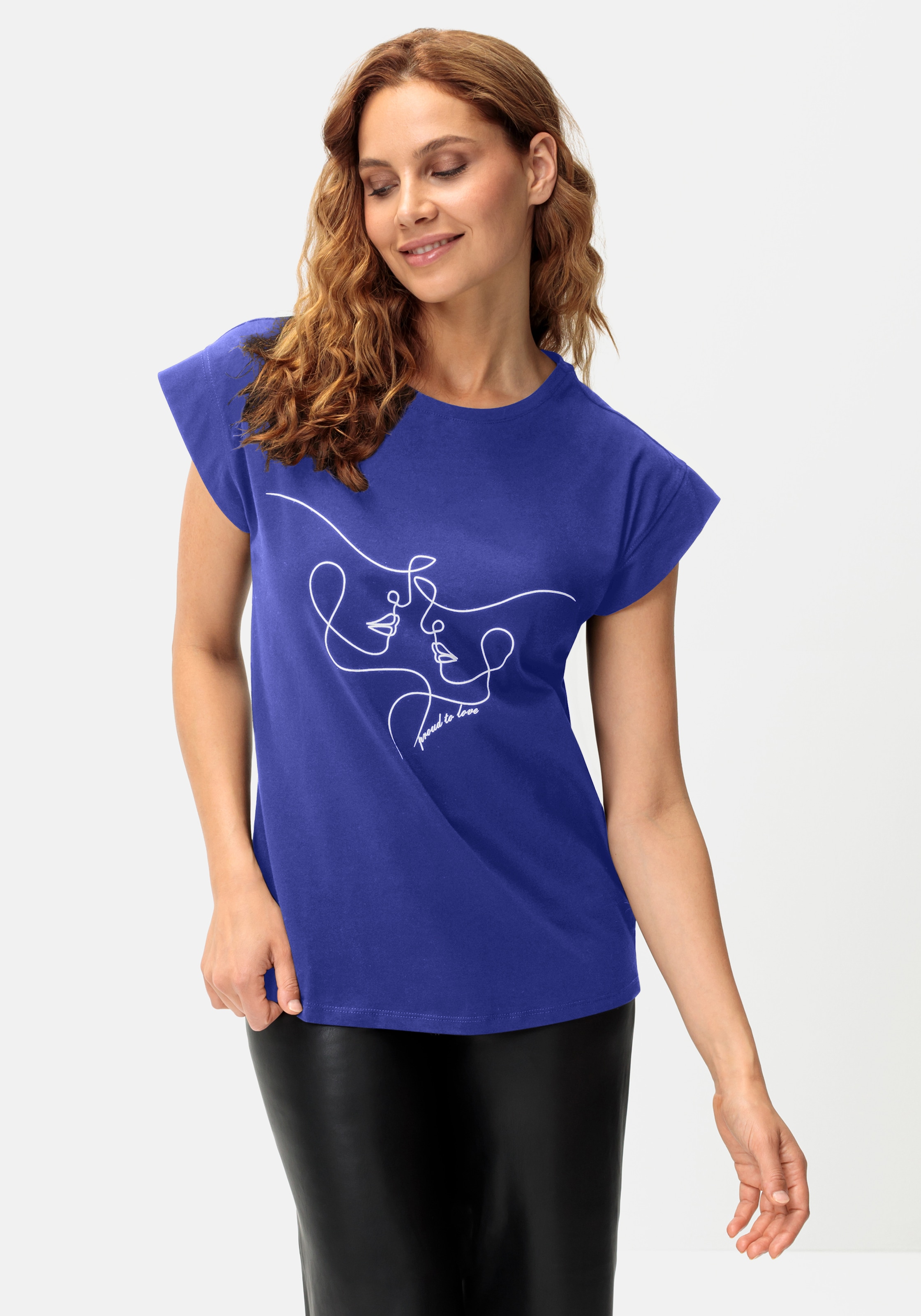 LASCANA Kurzarmshirt mit Frontdruck, T-Shirt aus Baumwolle, Printshirt, Basic