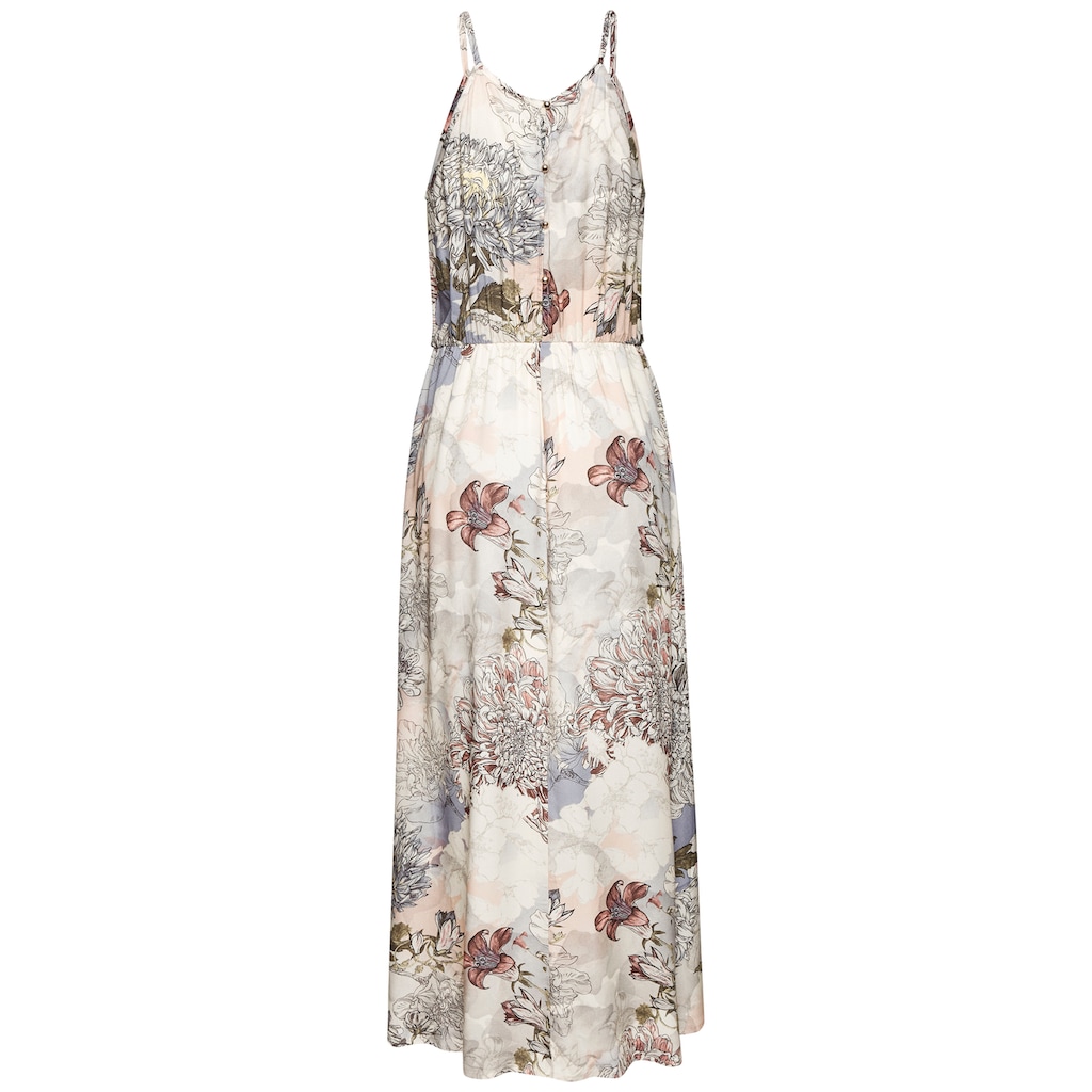 Buffalo Maxikleid, mit Alloverprint, leichtes Sommerkleid, fliessendes Strandkleid