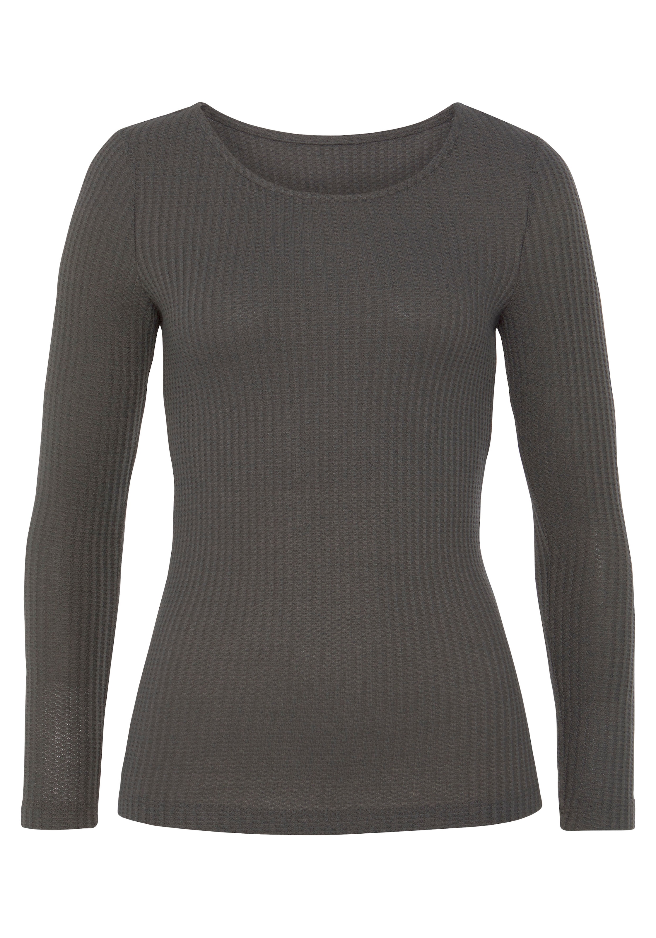 LASCANA Langarmshirt »in modischer Piqué-Optik«, aus pflegeleichter Qualität mit Viskose