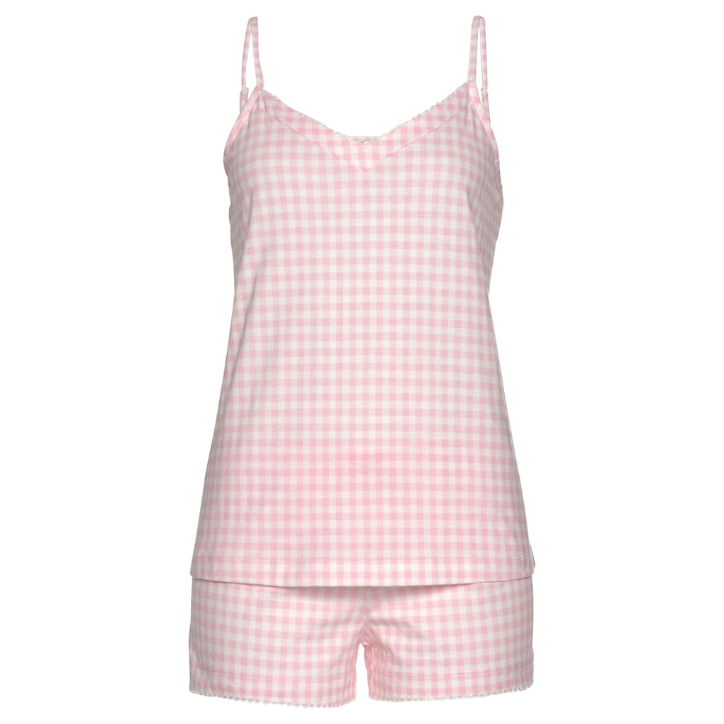 Vivance Dreams Shorty, (2 tlg.), mit feinem Muster und Häkelkante