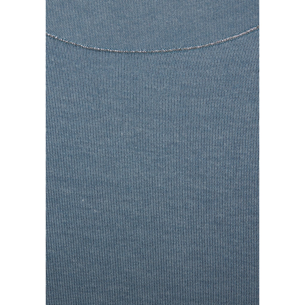 LASCANA Langarmshirt »mit feiner Glitzereinfassung«, aus weichem Viskose-Feinstrick