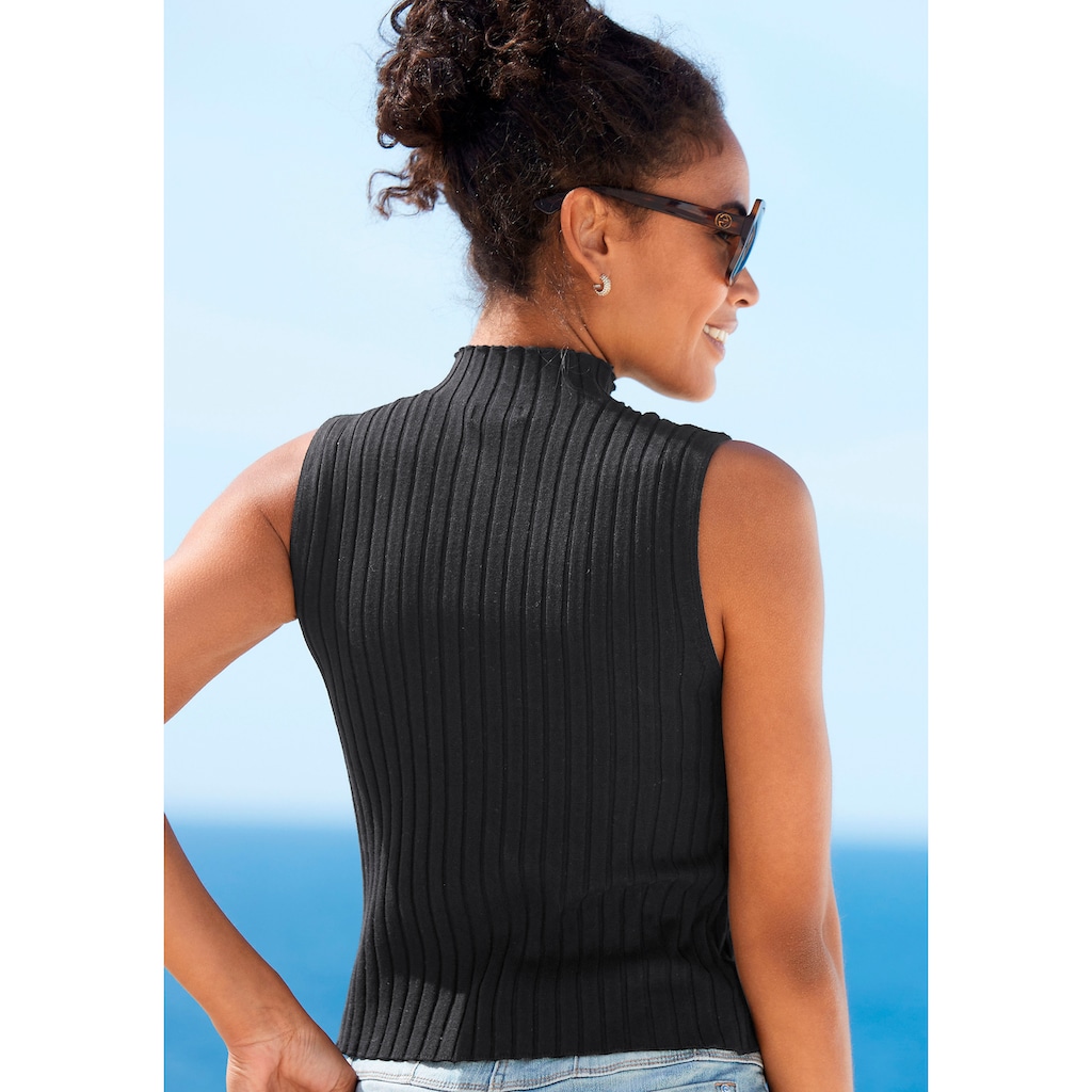 LASCANA Stricktop, aus weichem Rippstrick mit Stehkragen, modisch