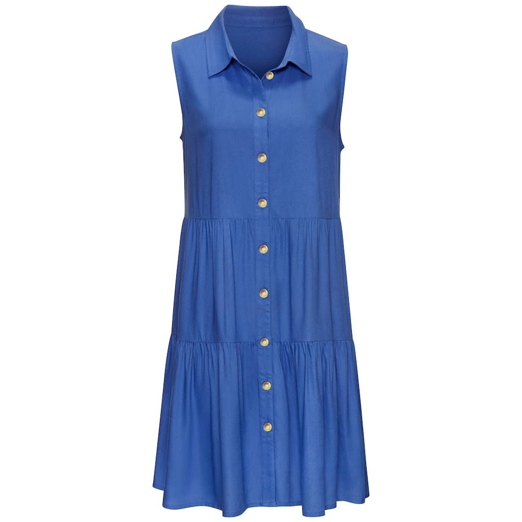 Vivance Sommerkleid, aus gewebter Viskose, Blusenkleid mit Knopfleiste und Hemdblusenkragen