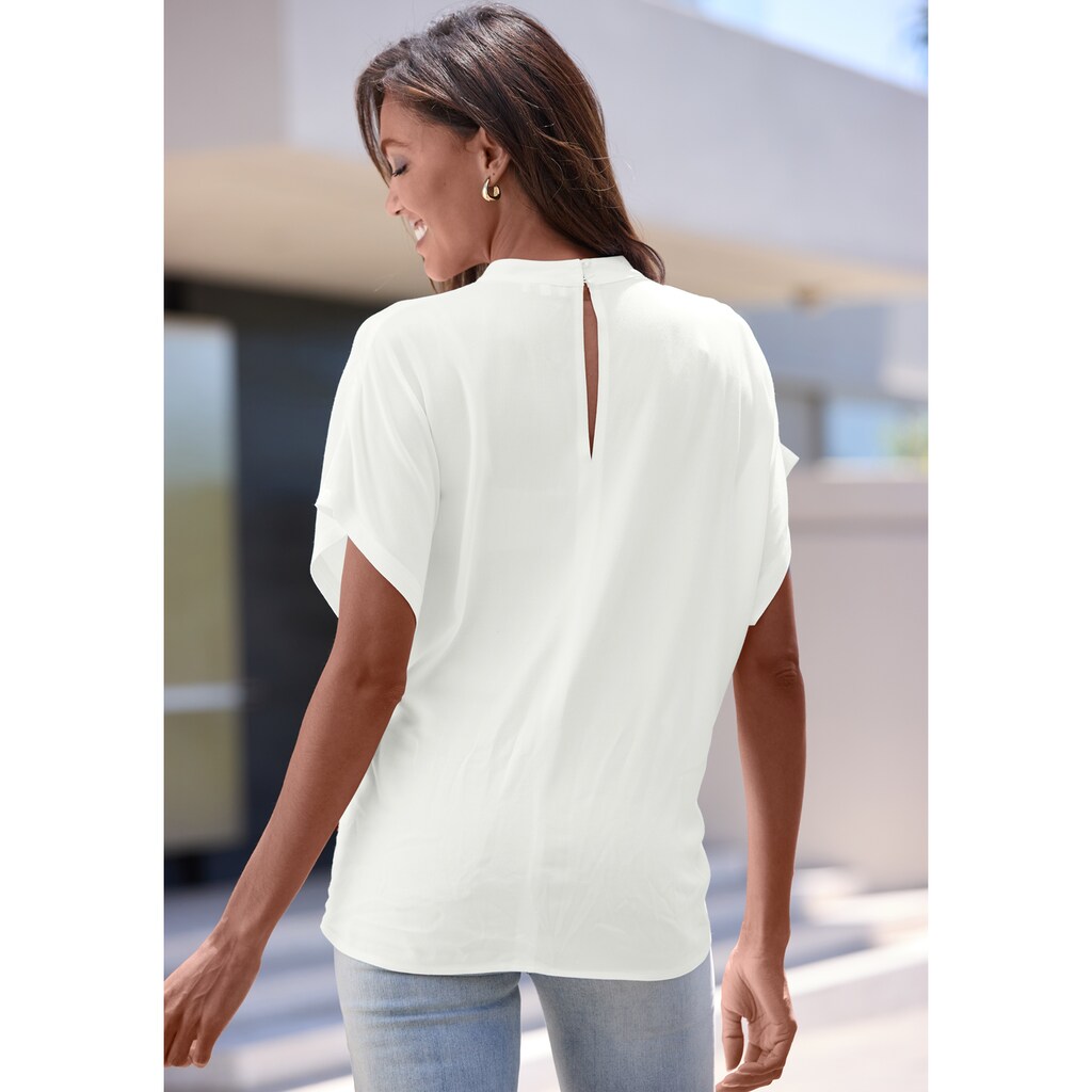 LASCANA Kurzarmbluse, in lockerer Passform, Damenbluse, sportlich elegant