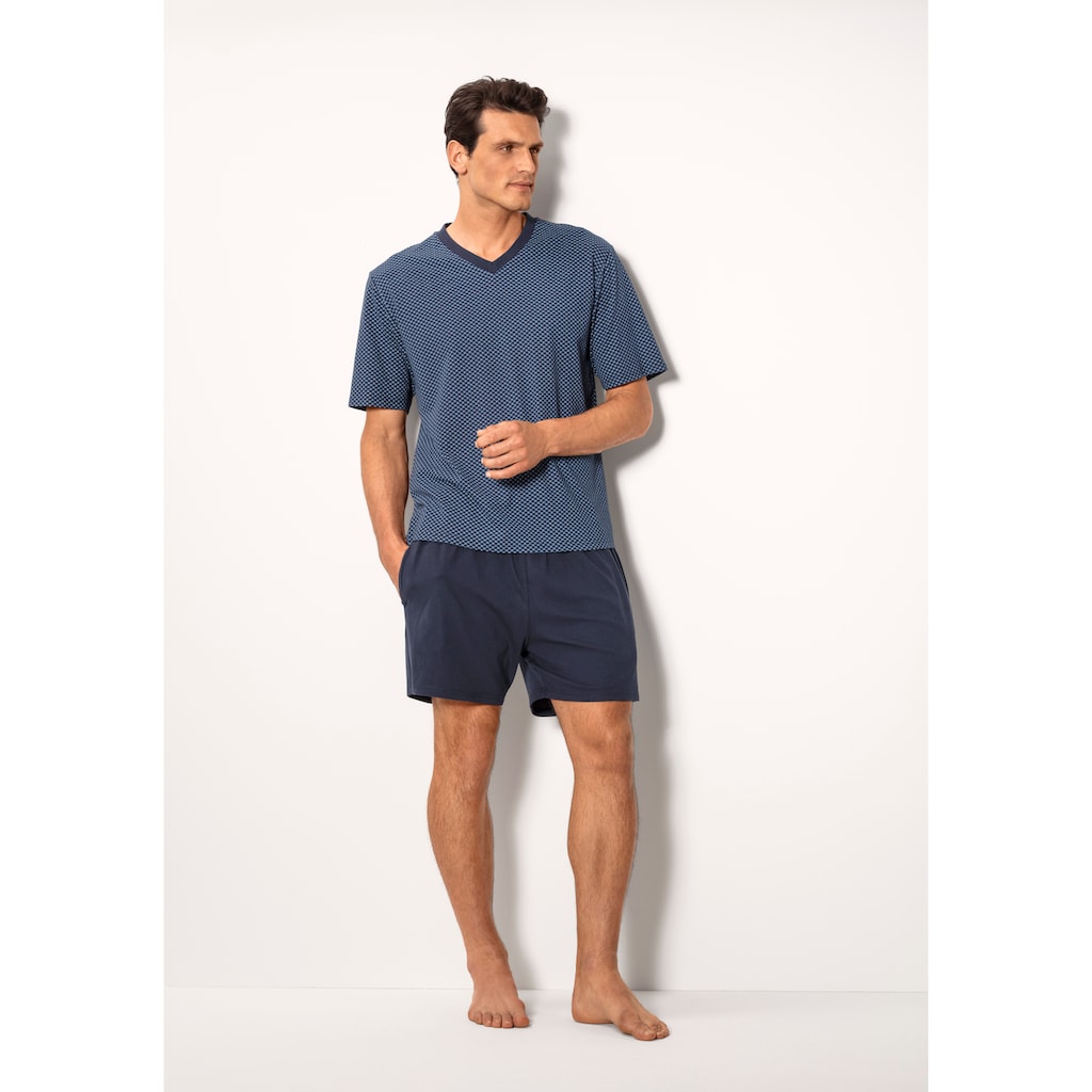 le jogger® Pyjama, (Packung, 4 tlg., 2 Stück), Schlafanzug mit Allovermuster