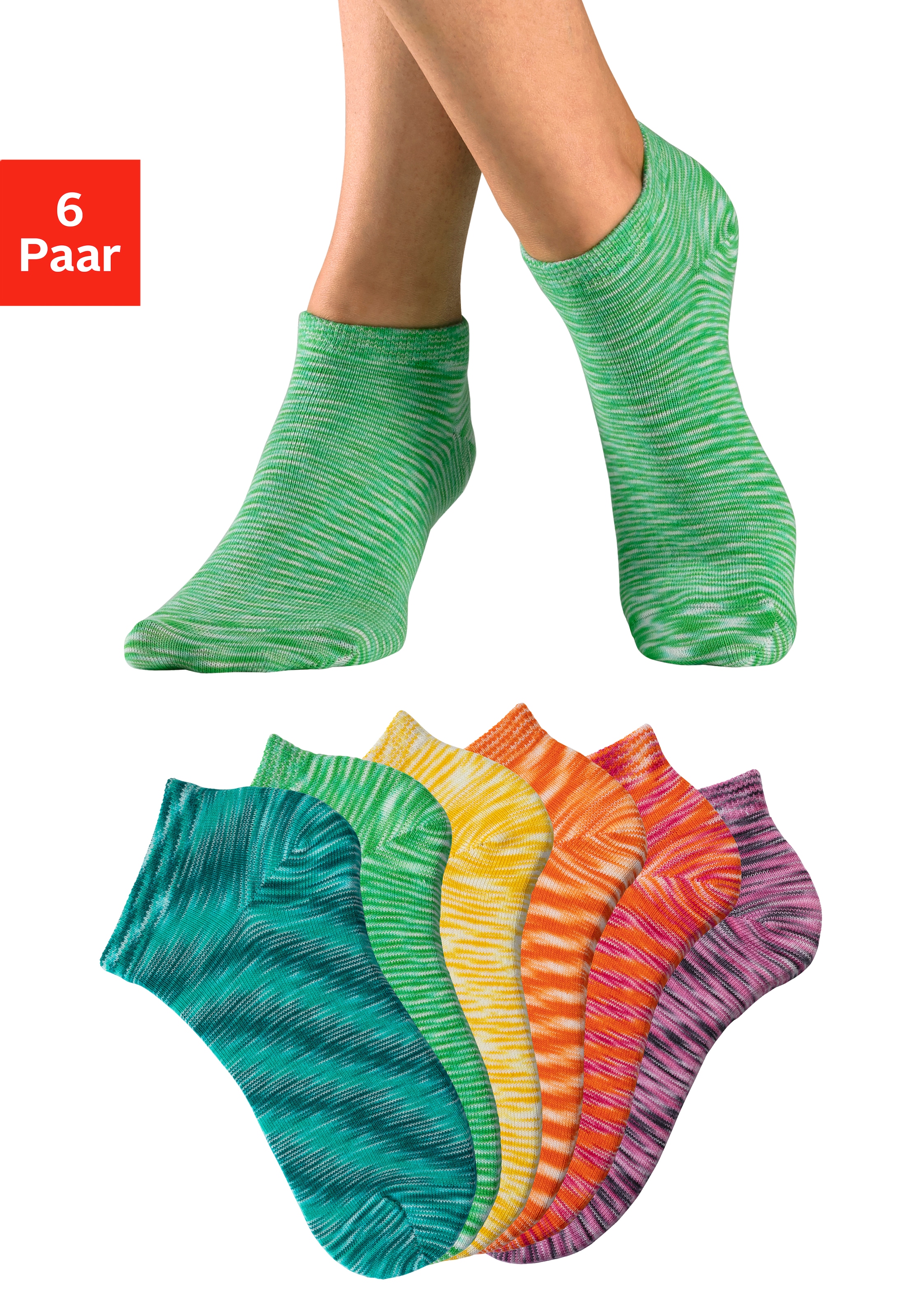 H.I.S Sneakersocken Packung, 6 Paar tlg. mit farbigem Garn