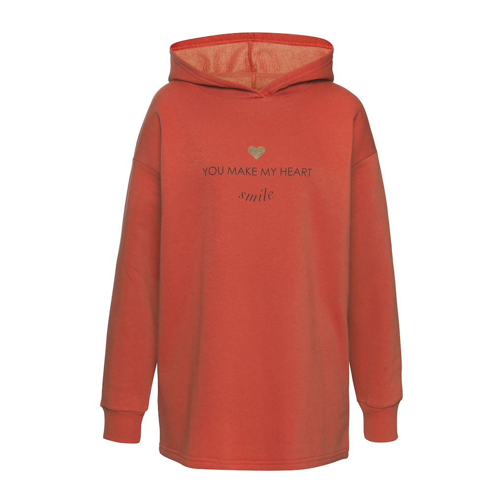 LASCANA Hoodie, Lounge-/Kapuzenpullover mit Print vorne, Loungewear