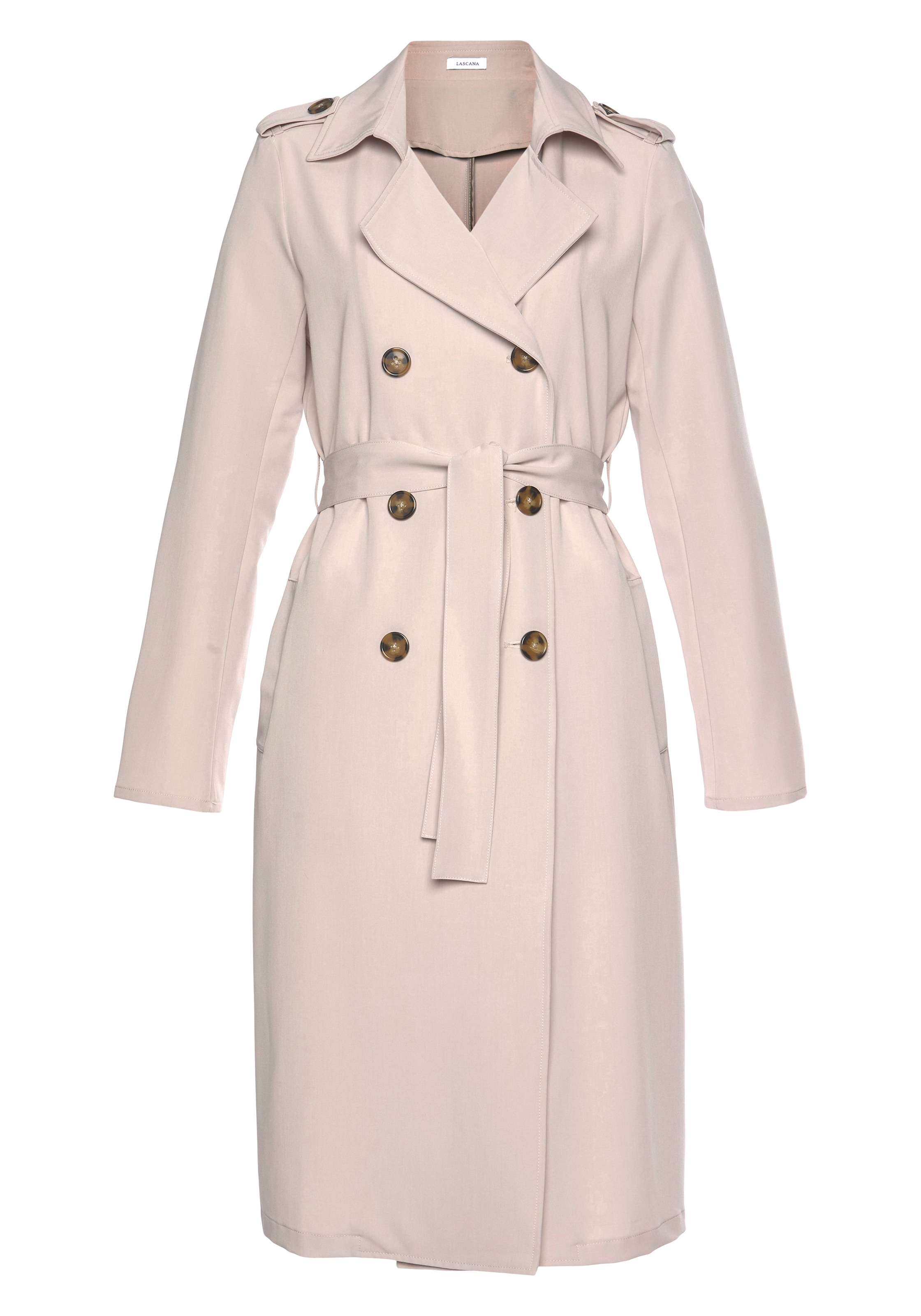 LASCANA Trenchcoat, (mit Bindegürtel), zum Regulieren, leichter Damenmantel ohne Futter, casual-chic