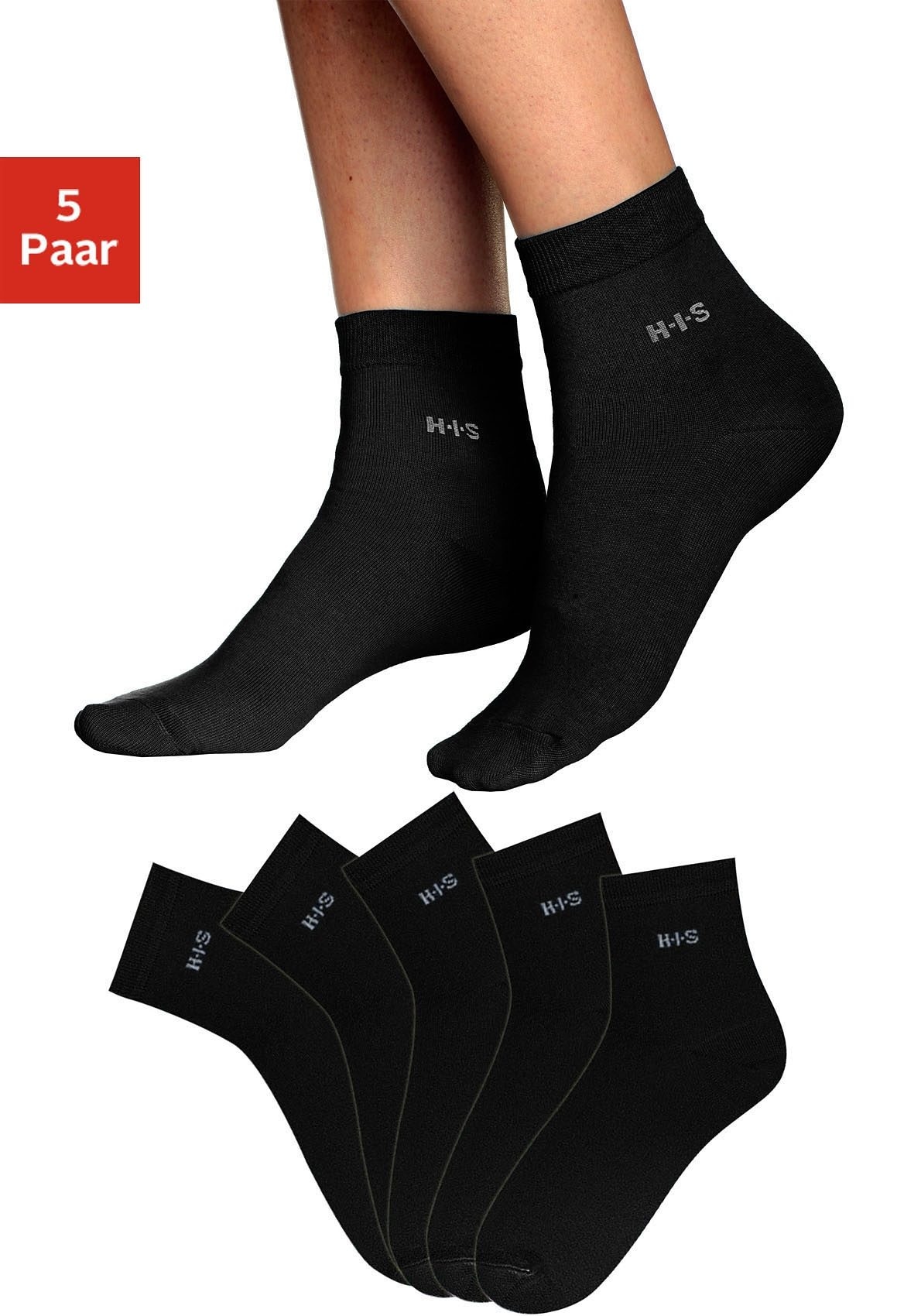 H.I.S Kurzsocken Packung, 5 Stk. tlg. mit Bündchen über dem Knöchel