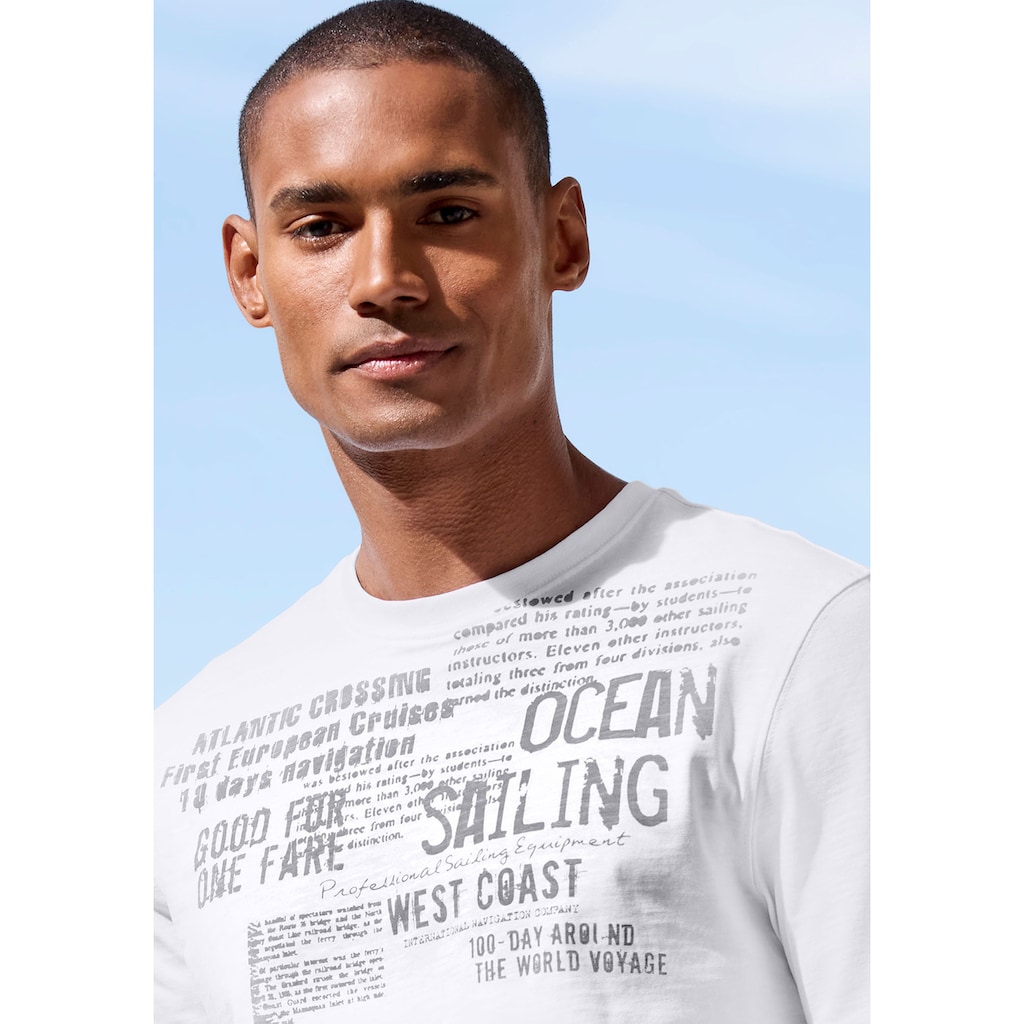 John Devin T-Shirt »mit Print«, Regular-Fit, aus Slub-Qualität, mit Print