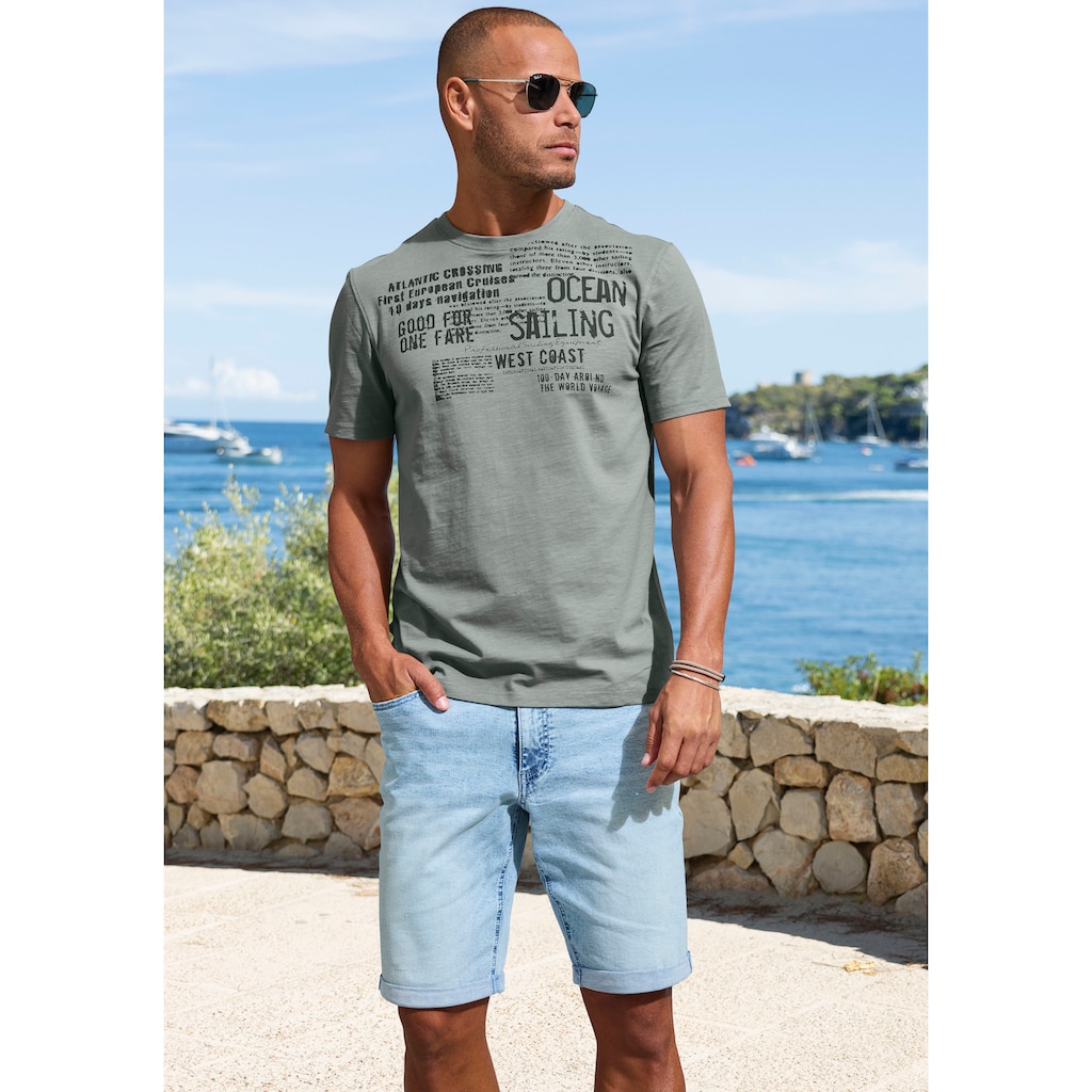 John Devin T-Shirt »mit Print«, Regular-Fit, aus Slub-Qualität, mit Print