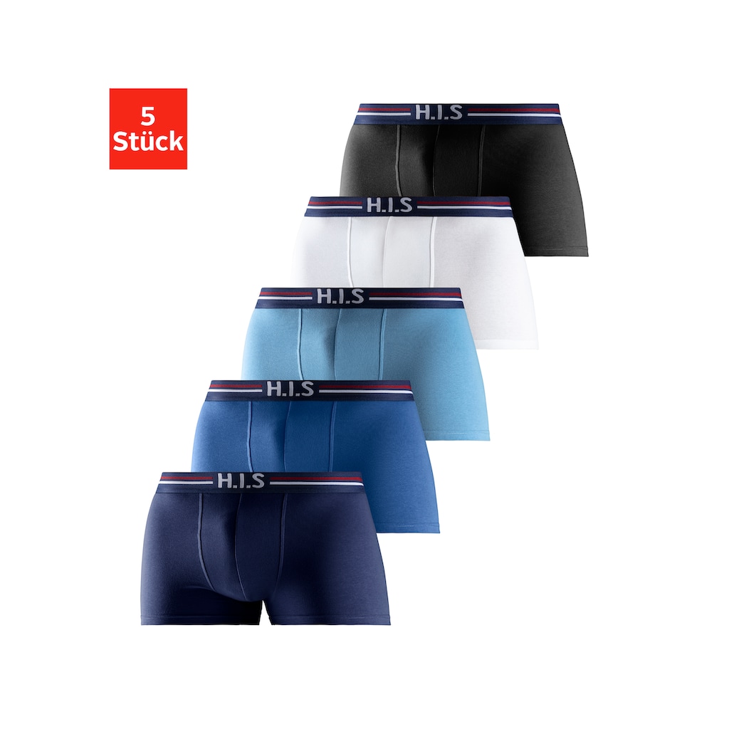 H.I.S Boxer »Boxershorts für Herren«, (Packung, 5 St.), mit Streifen und Markenlogo im Bund