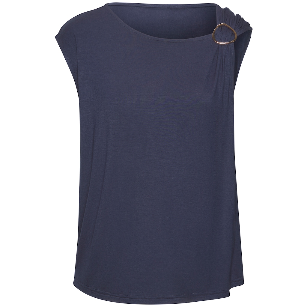 Vivance Kurzarmshirt, mit Zierschnalle, Sommertop, casual