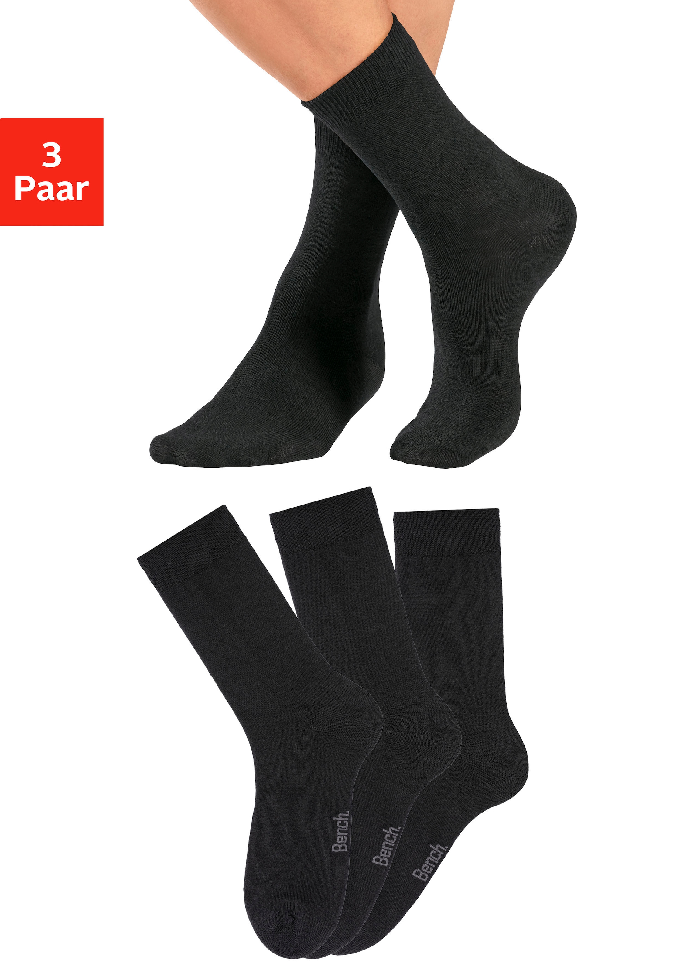 Bench. Socken, (Packung, 3 Paar), Herrensocken mit wärmender Wolle