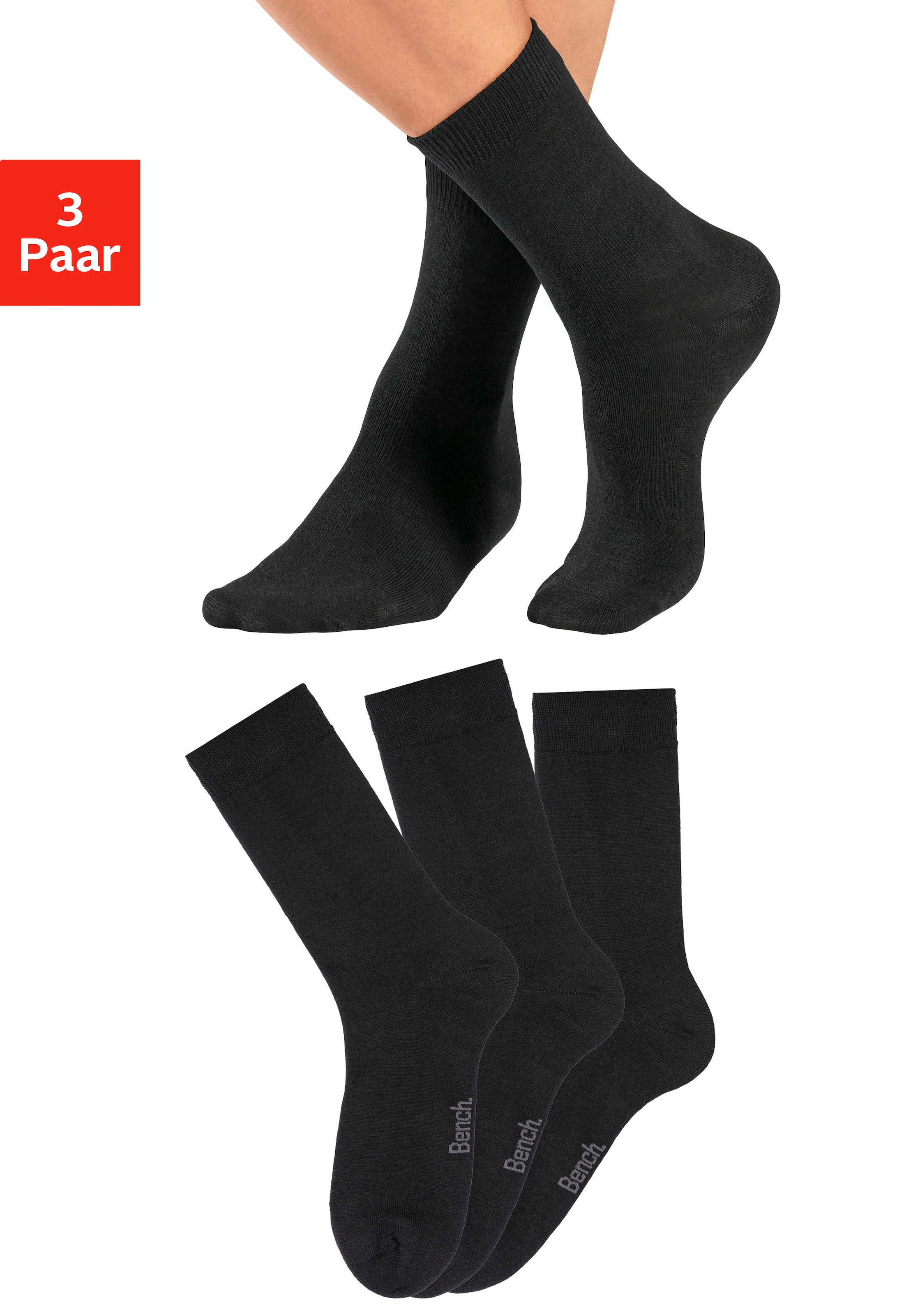 Bench. Socken Packung, 3 Stk. tlg. Herrensocken mit wärmender Wolle