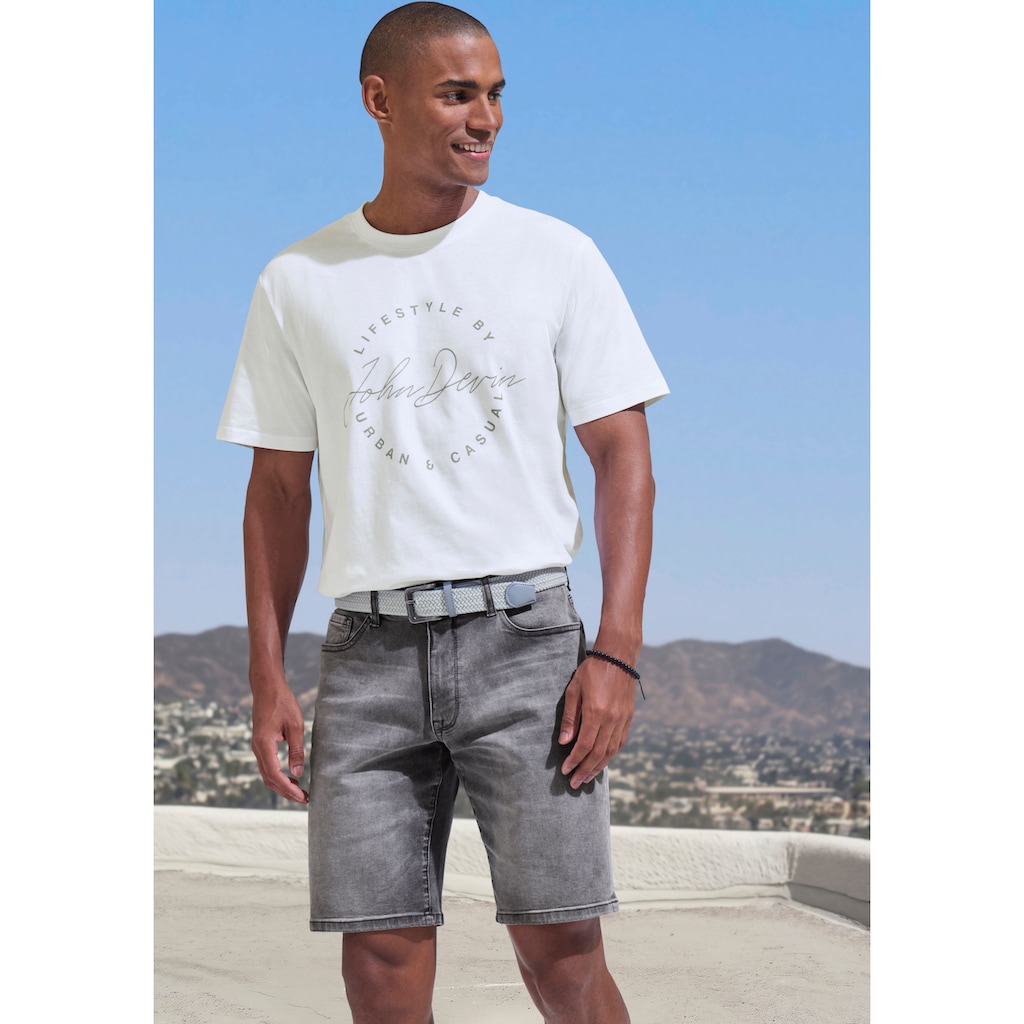 John Devin T-Shirt, Rundhalsshirt mit Print aus reiner Baumwolle
