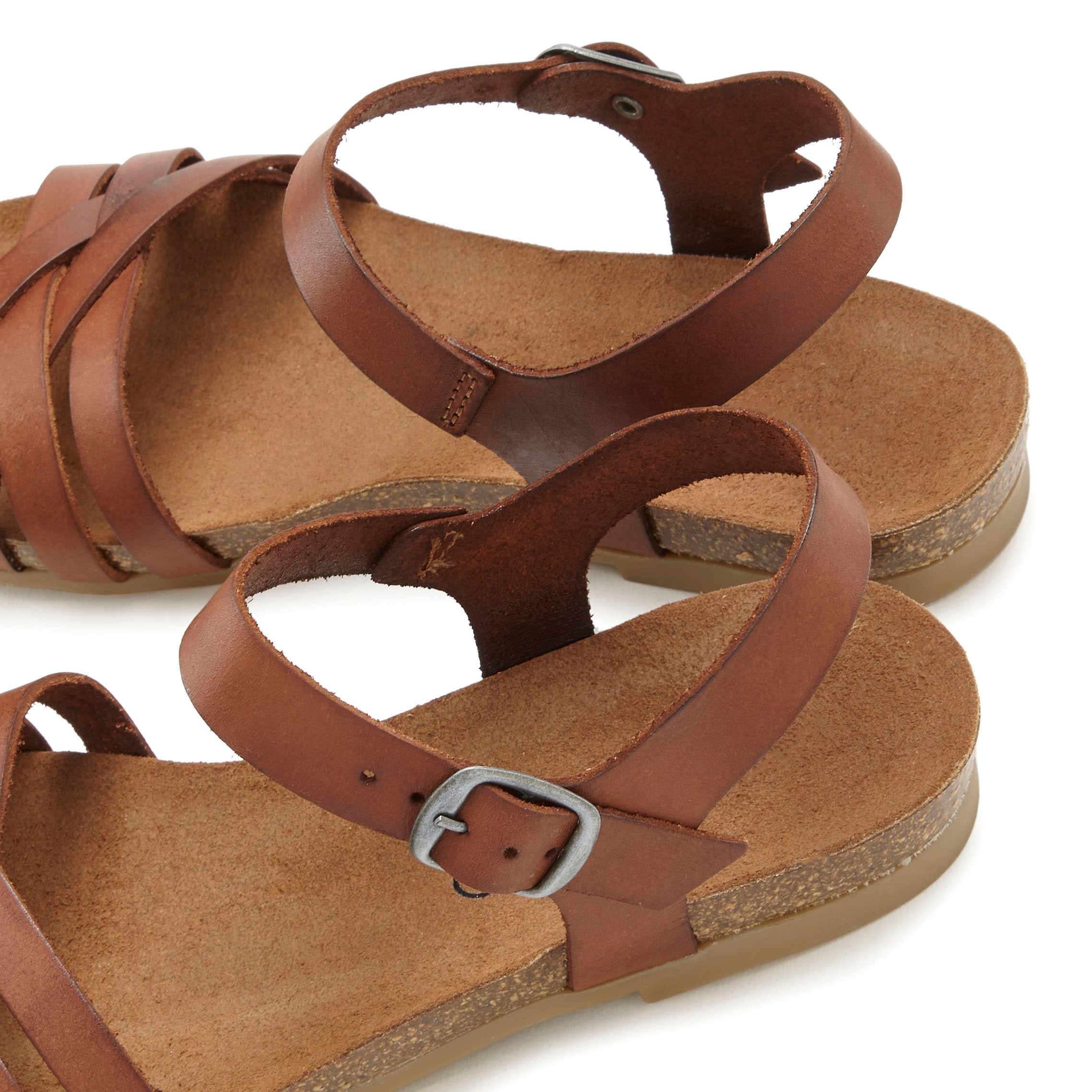 LASCANA Sandale »Sandalette, Sommerschuh«, aus Leder mit komfortablem Korkfussbett