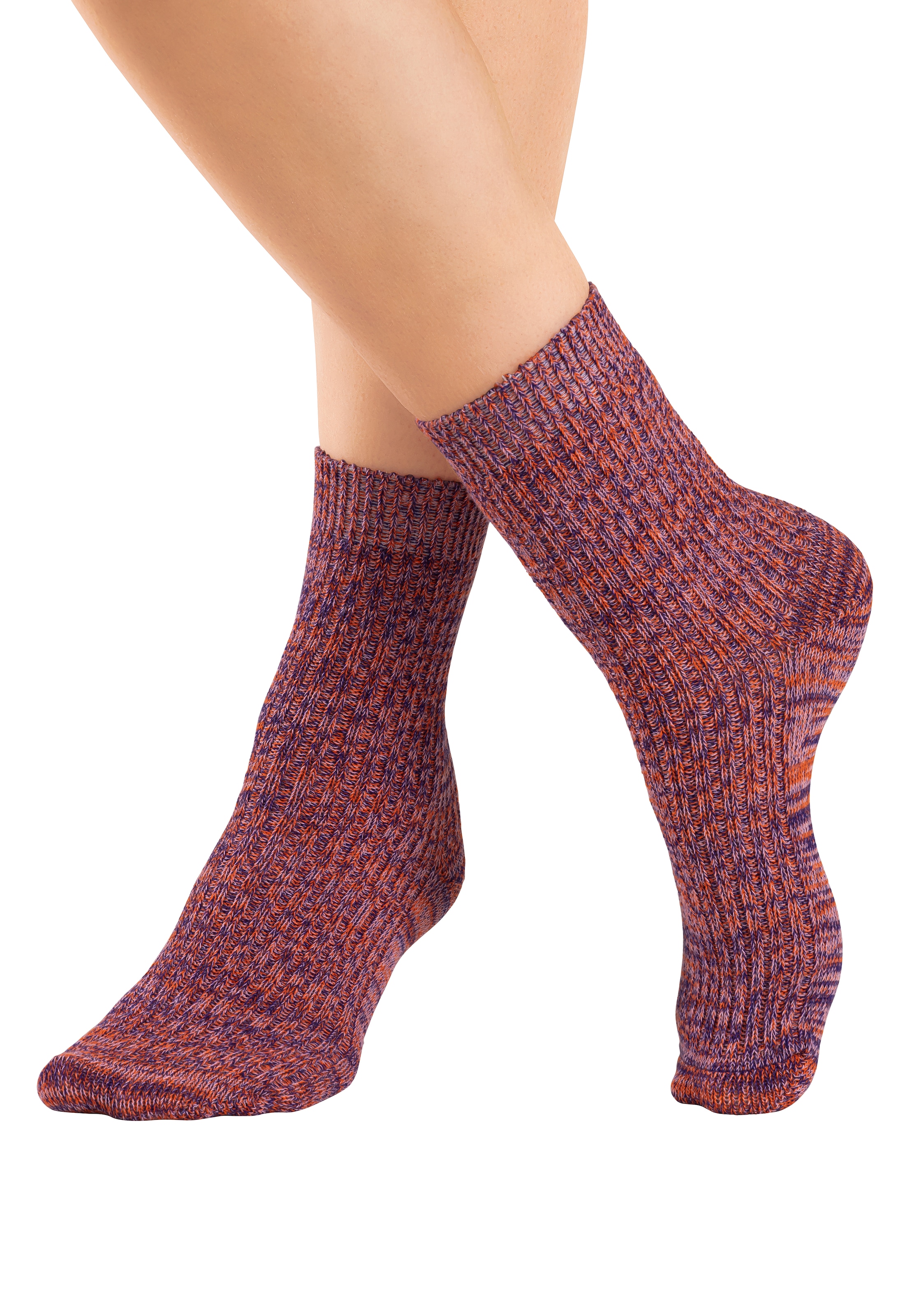 LASCANA Socken, (Packung, 5 Paar), gestrickt mit farbigen Garnen