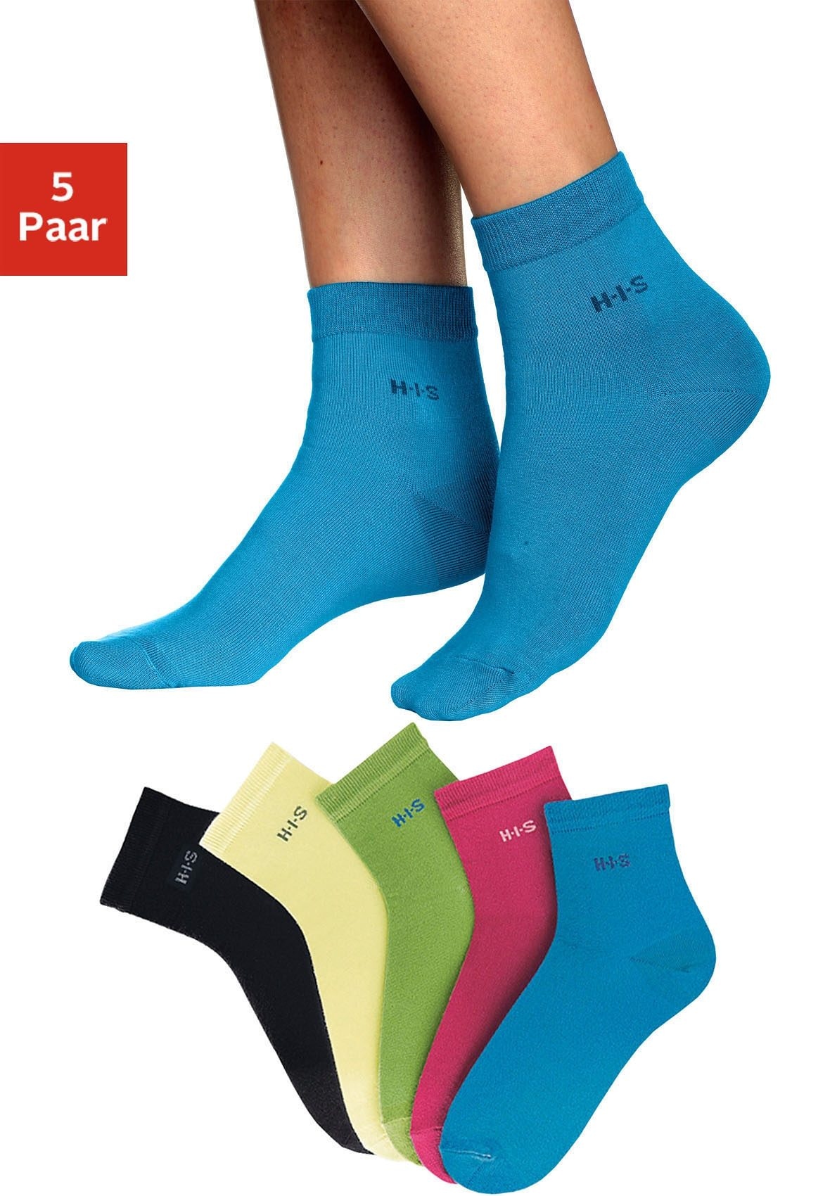 H.I.S Kurzsocken Packung, 5 Paar tlg. mit Bündchen über dem Knöchel