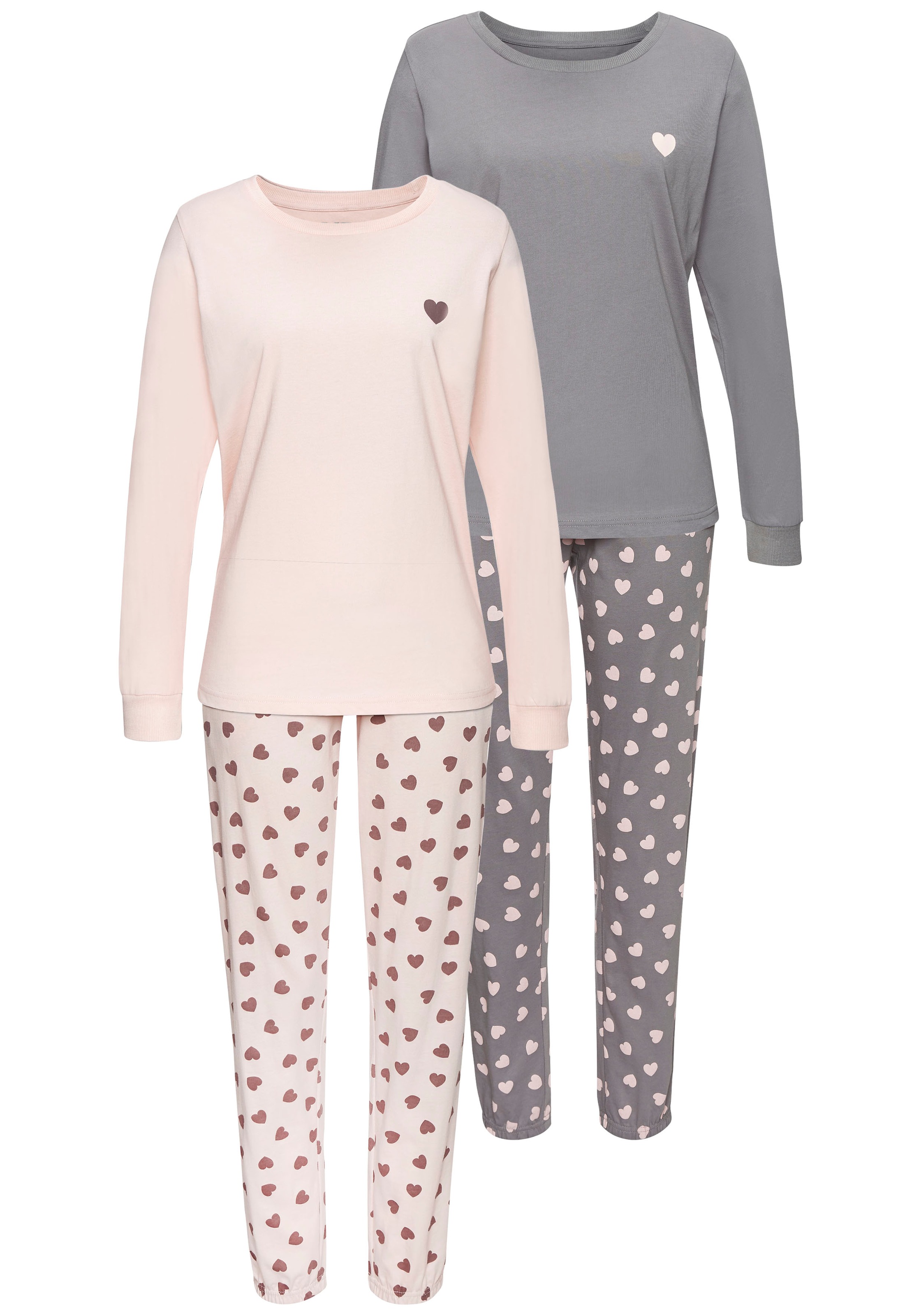 Vivance Dreams by Lascana Pyjama Packung, 4 tlg. mit süssem Herzmuster