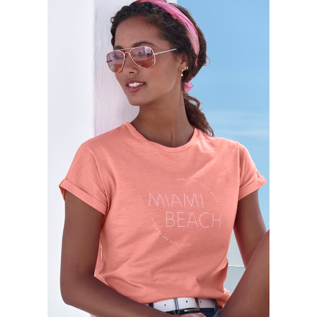 Vivance T-Shirt »mit modischem Frontprint«, (2er-Pack), aus weicher Baumwoll-Qualität