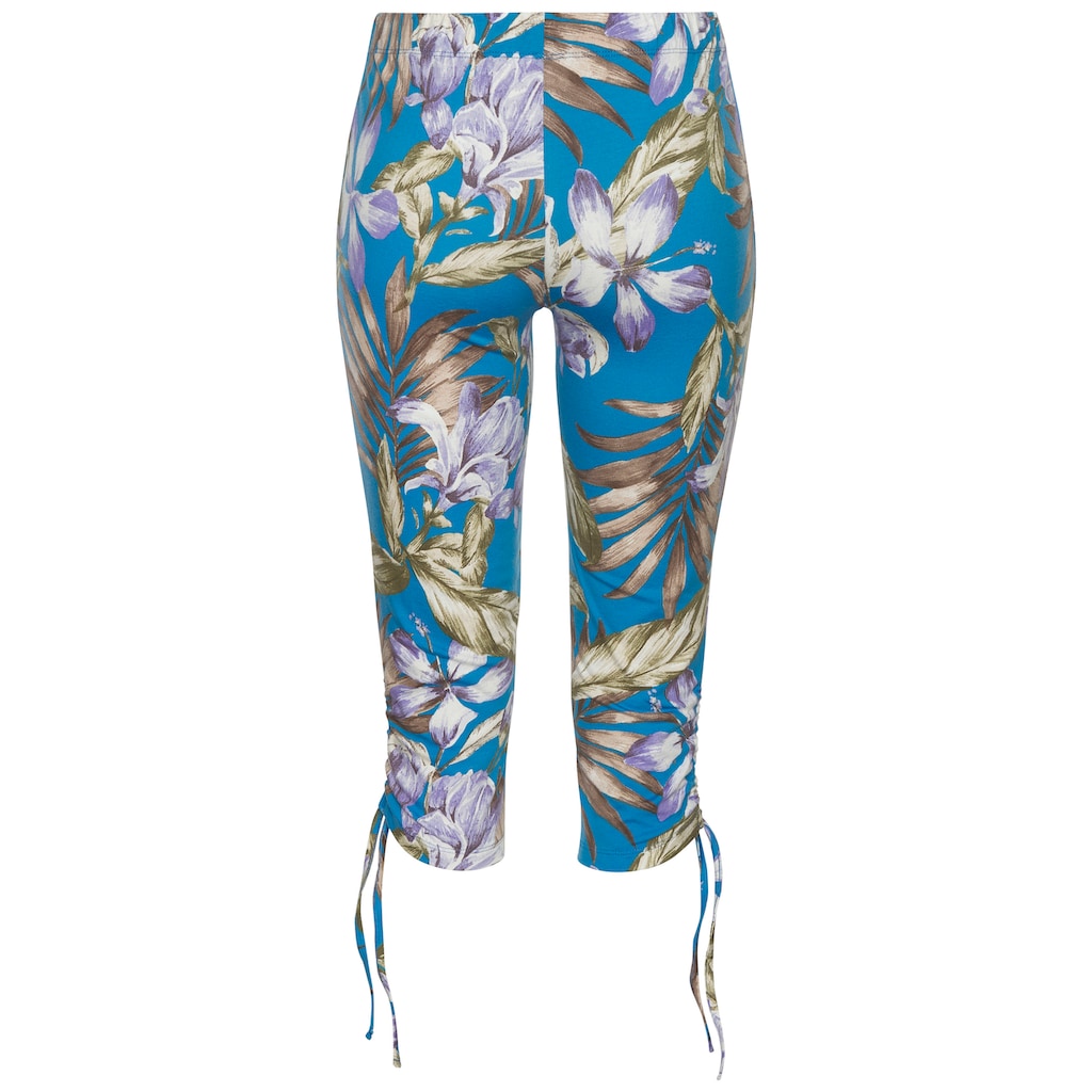 LASCANA Caprileggings, mit seitlicher Raffung und Allover-Druck, 3/4-Länge, Stretch