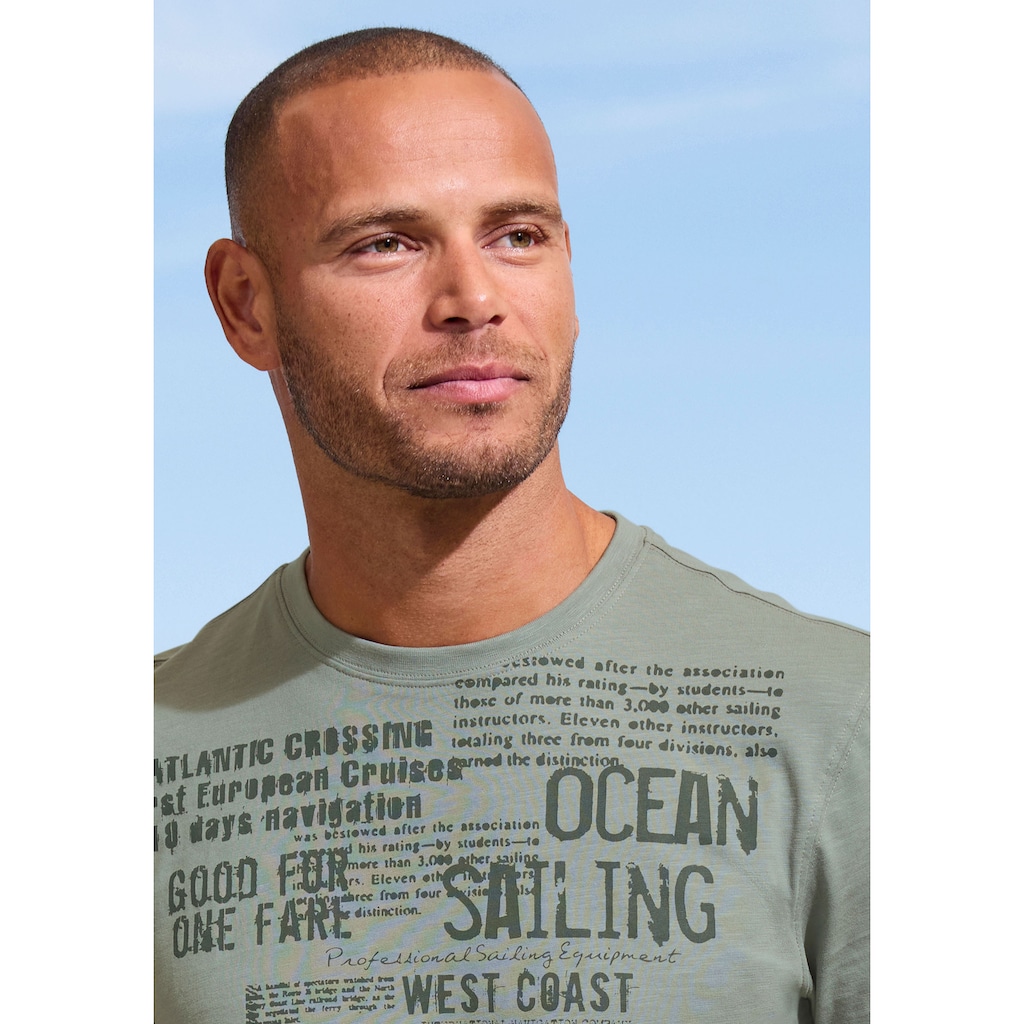 John Devin T-Shirt »mit Print«, Regular-Fit, aus Slub-Qualität, mit Print