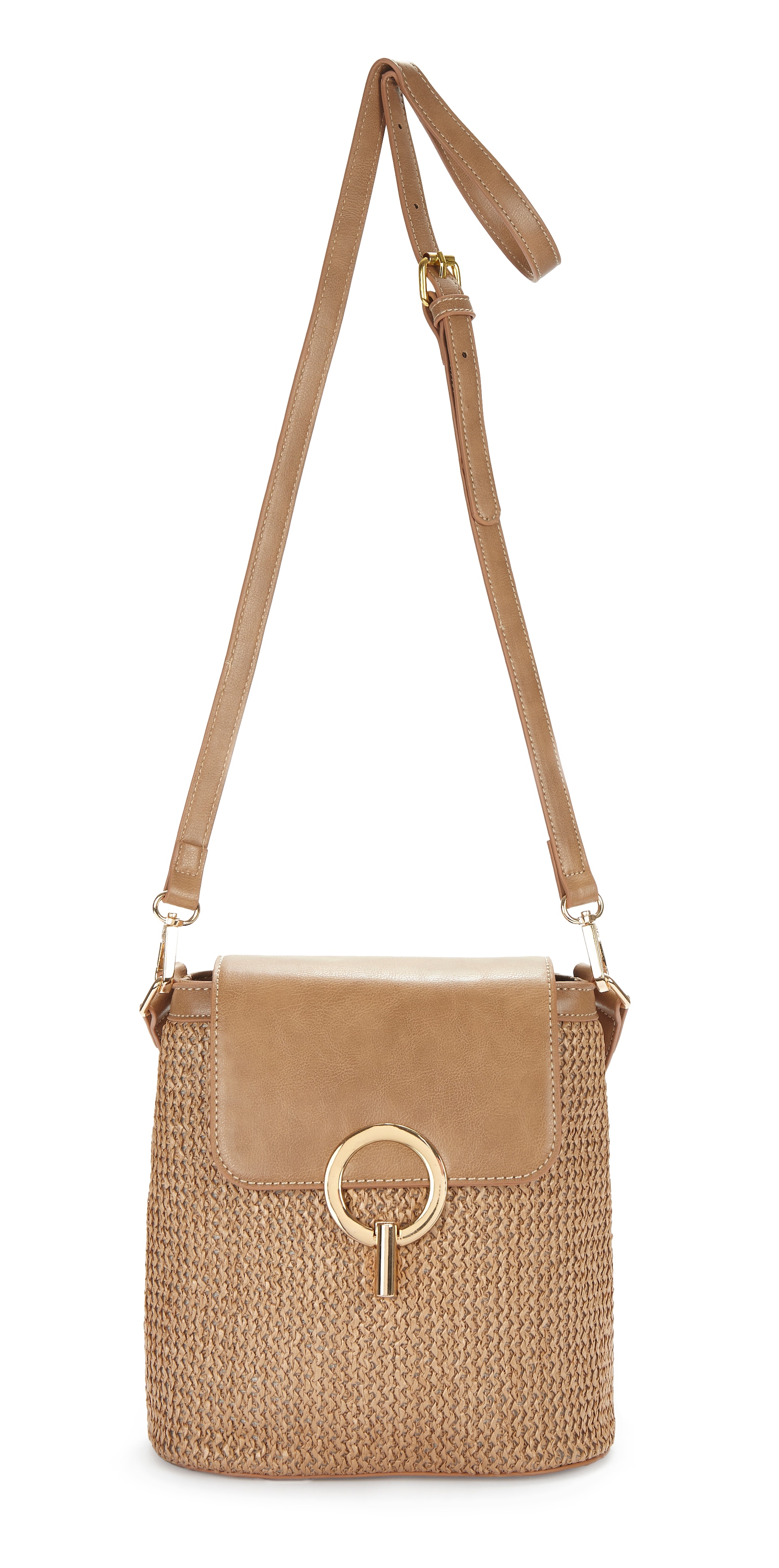 LASCANA Sac à bandoulière »Schultertasche« Strandtasche, Tragetasche, Korbtasche, Bast-Optik VEGAN