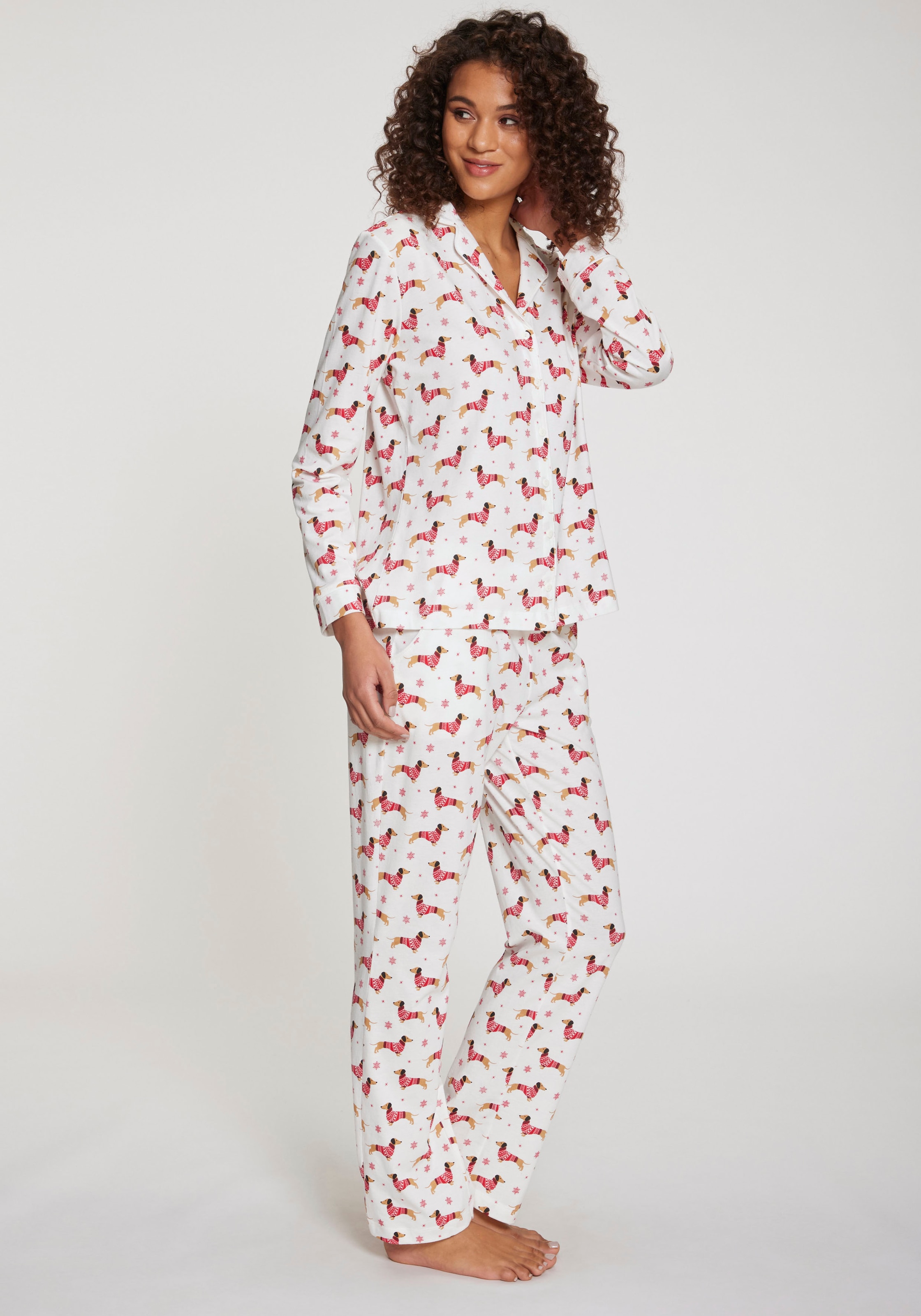 LASCANA Pyjama Set, 2 tlg. mit Alloverprint