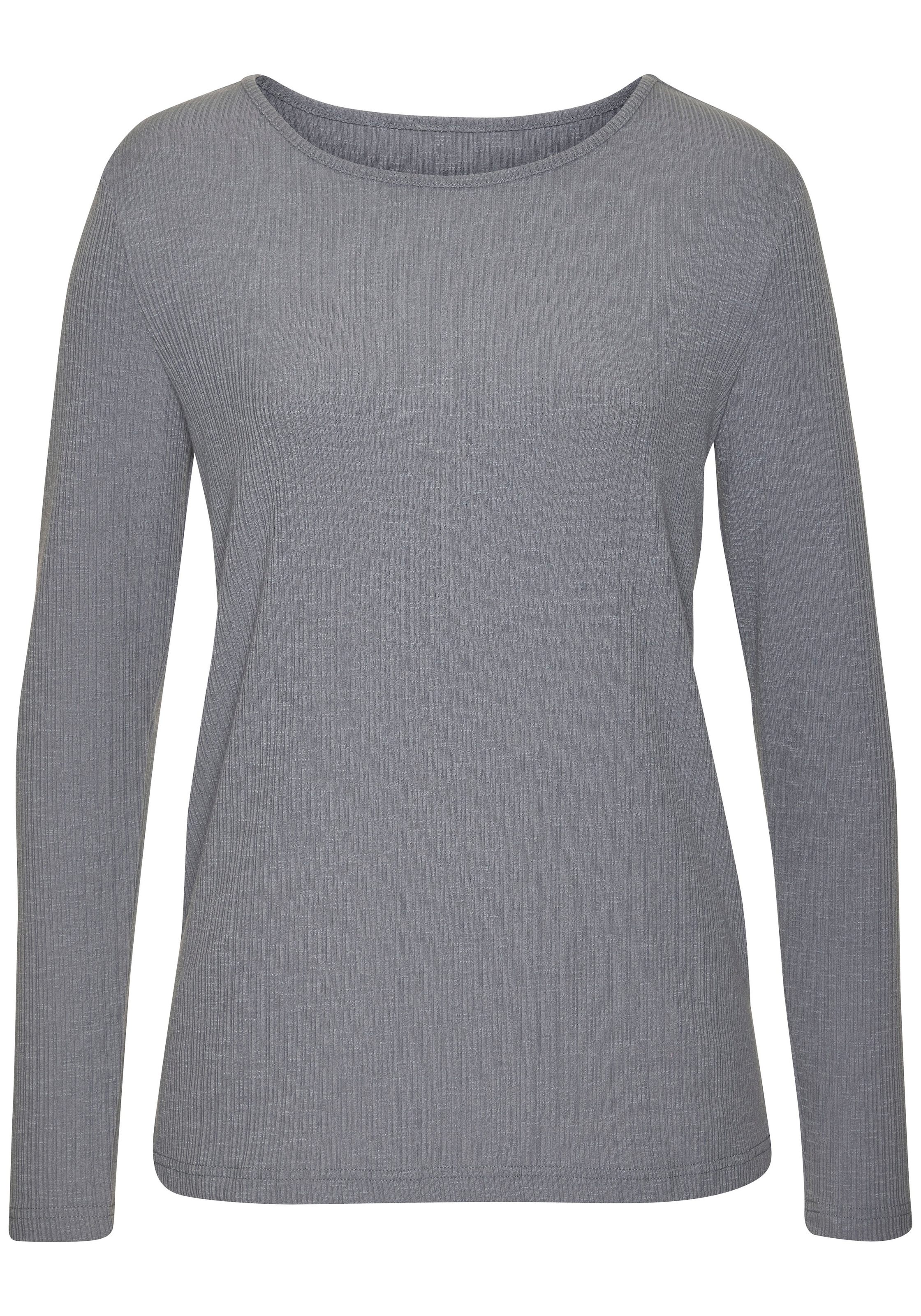 Vivance Langarmshirt »mit modischer Rippstruktur« aus weichfliessender Qualität mit Viskose