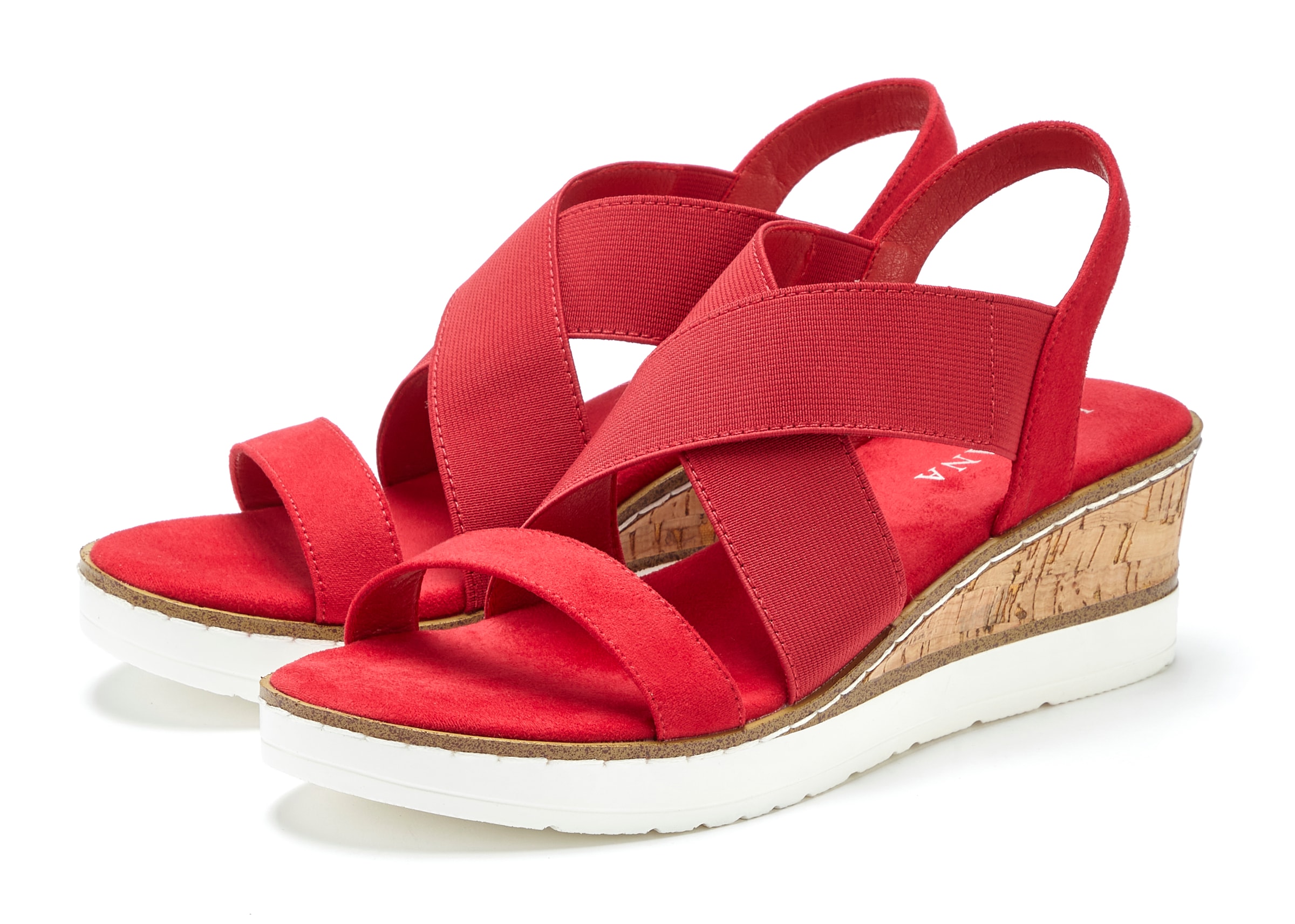 LASCANA Sandalette, Sandale, Sommerschuh mit Keilabsatz und elastischen Riemen VEGAN