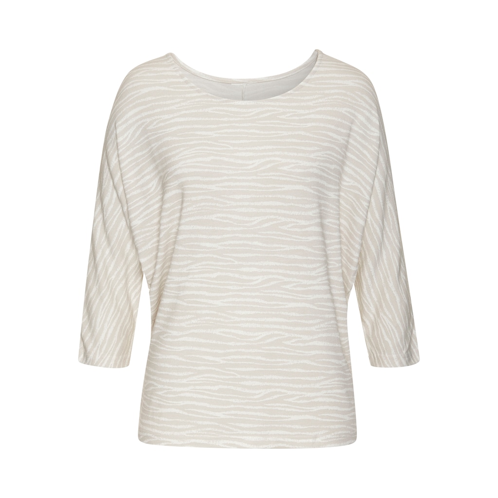 LASCANA 3/4-Arm-Shirt »mit modischem Zebra-Muster«, aus weichem Viskose-Strick