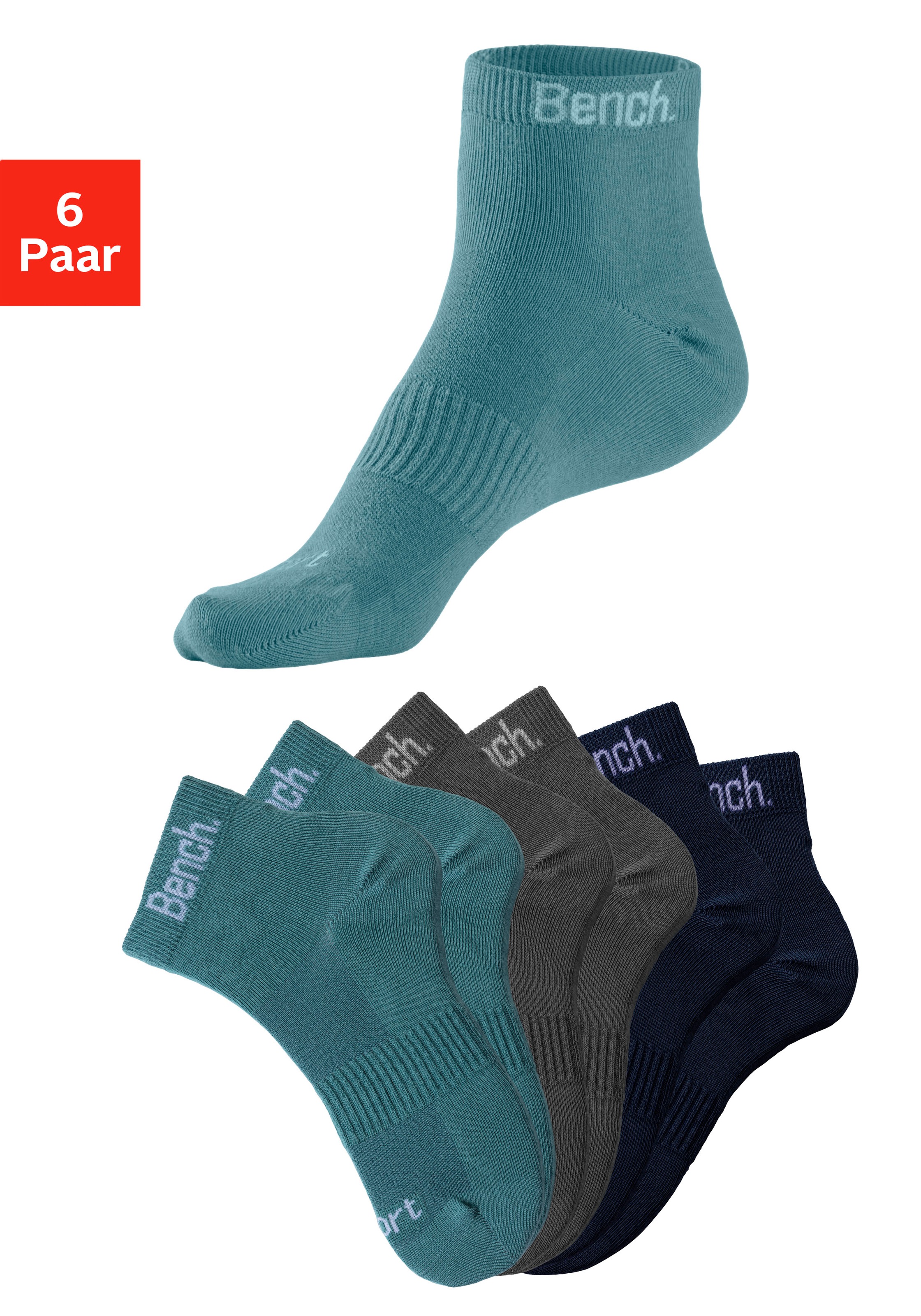 Bench. Sportsocken Packung, 6 Stk. tlg. mit antibakterieller Feuchtigkeitsregulierung