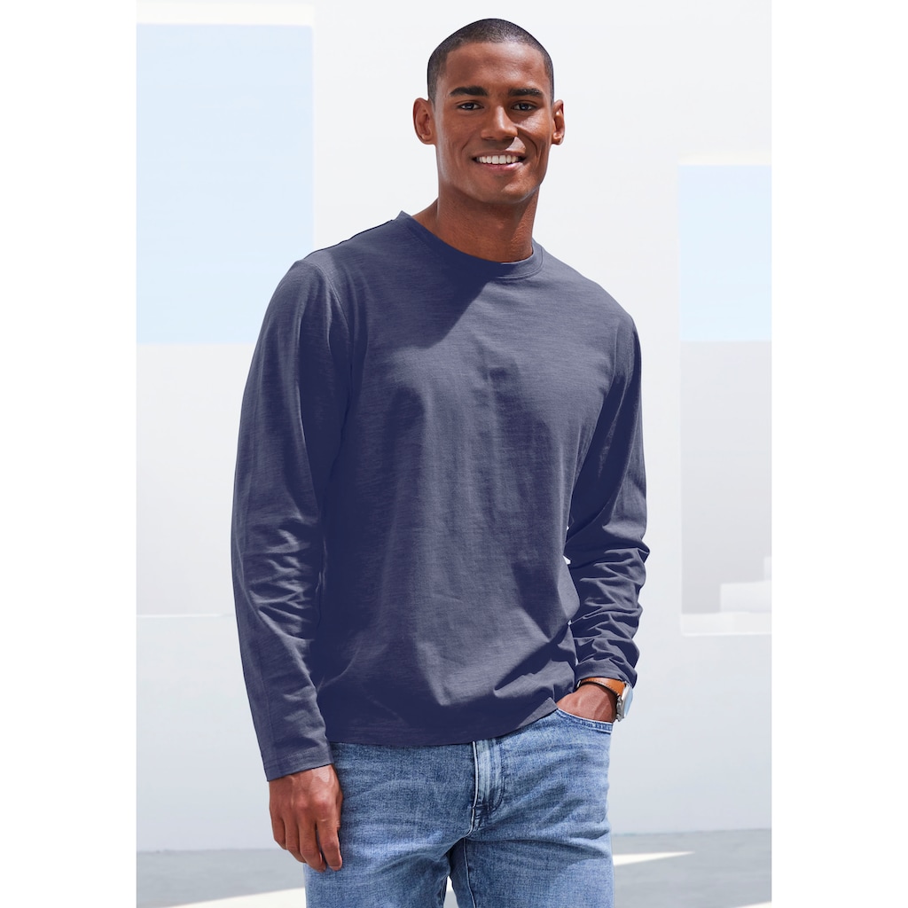 John Devin Langarmshirt, (2er-Pack), Longsleeve in hochwertiger slub-yarn Qualität