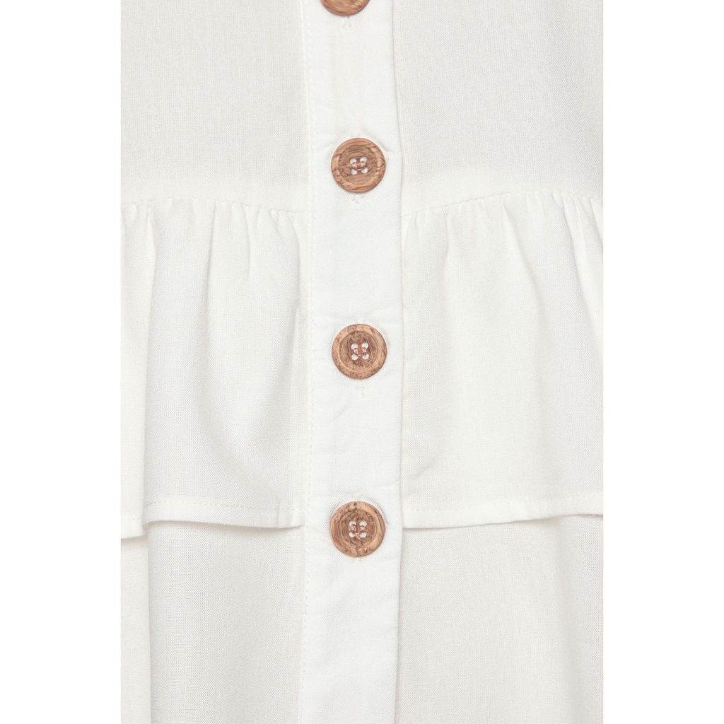 LASCANA Rüschenbluse, mit kurzen Ärmeln, sommerliche Bluse mit Knopfleiste und Volant