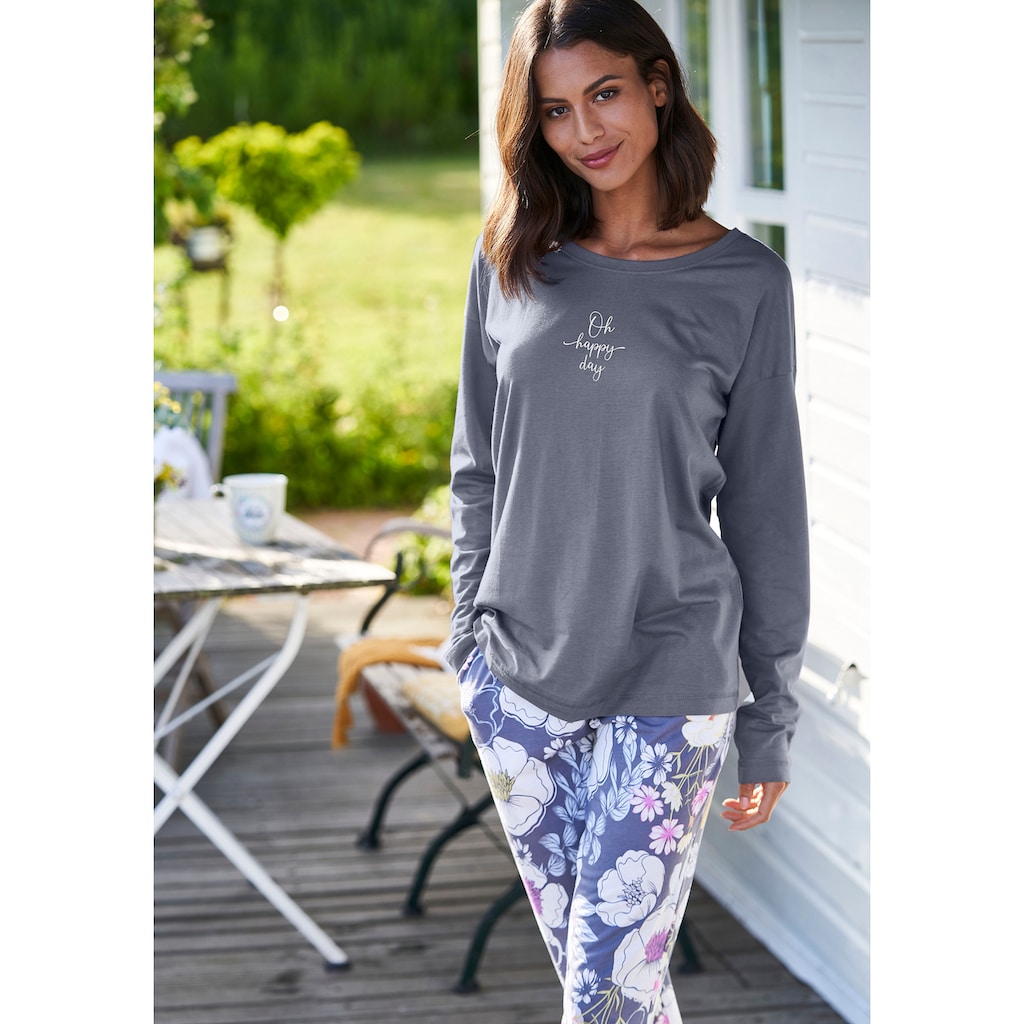 Vivance Dreams Pyjamaoberteil, mit Sommer-Statementdruck