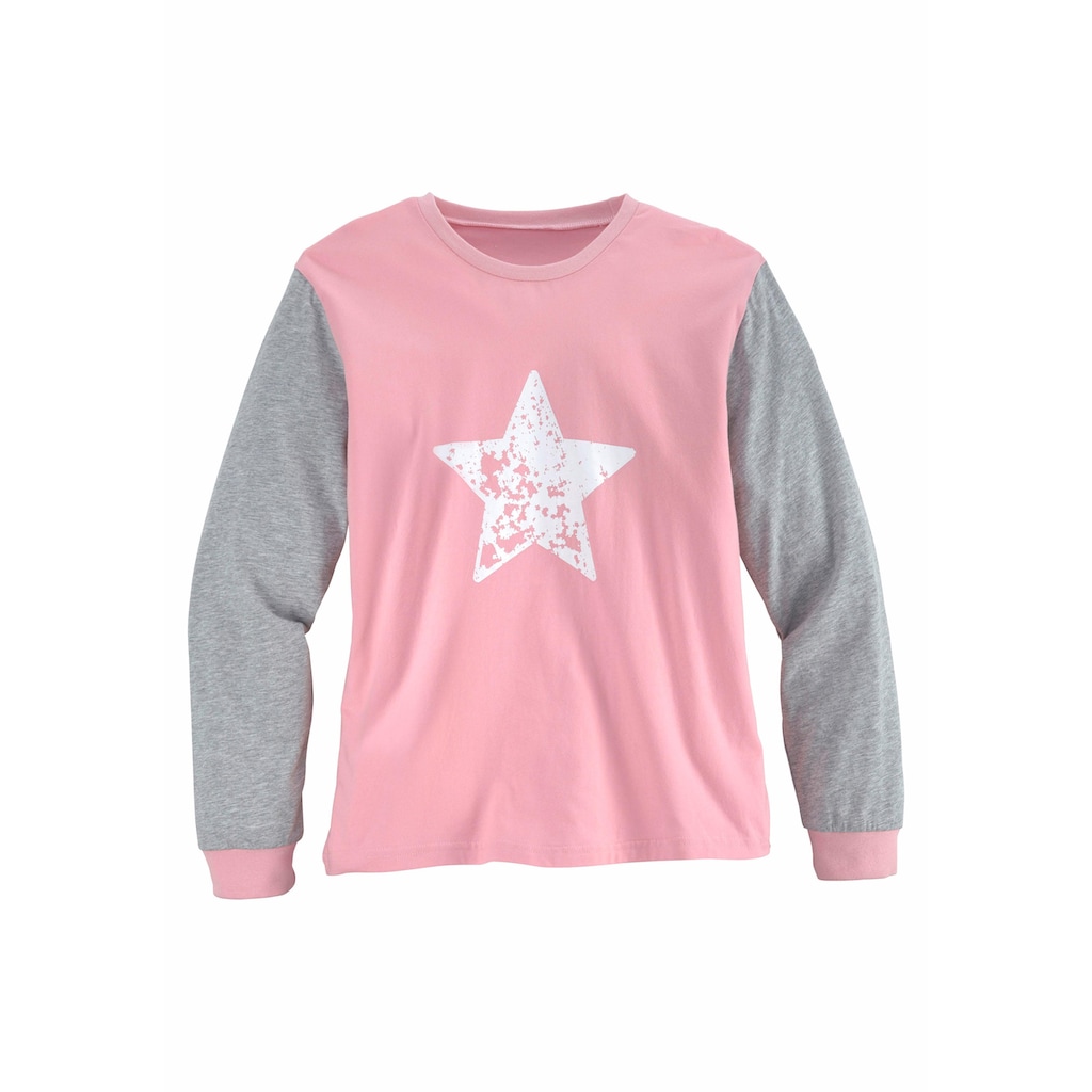 Vivance Pyjama, (2 tlg., 1 Stück), Schlafanzug in langer Form mit Sternen Print