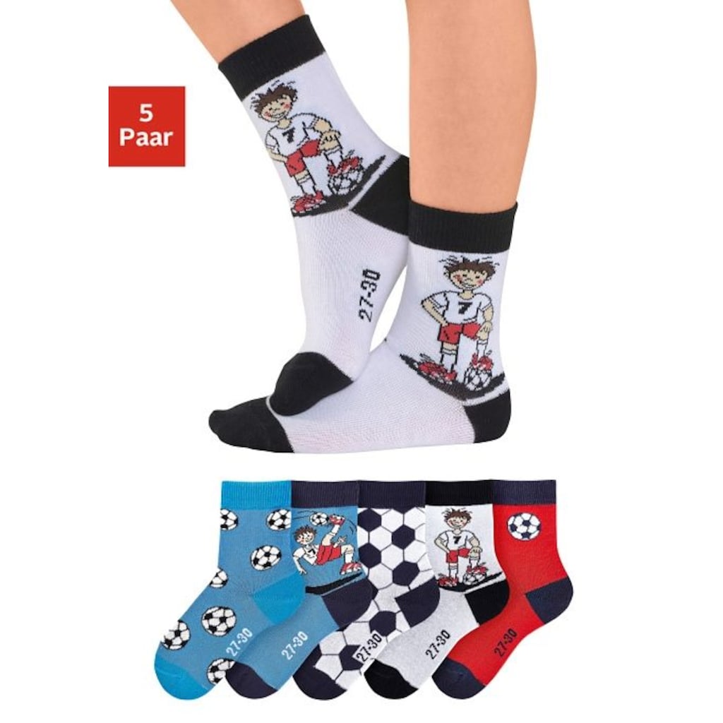H.I.S Socken, (Packung, 5 Paar), mit Fussballmotiven